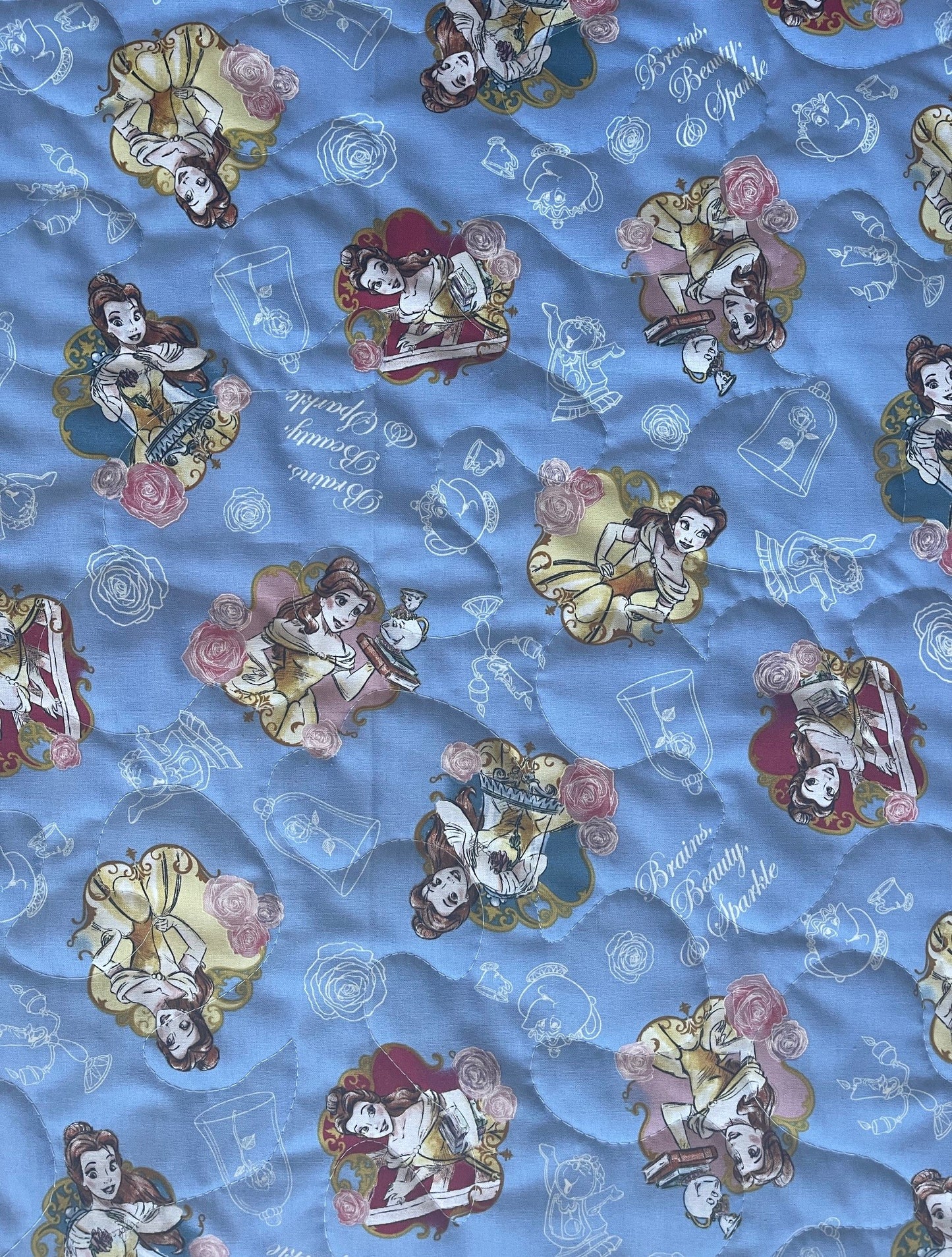 BEAUTY AND THE BEAST Inspired OPEN YOUR HEART TO NEW ADVENTURES BELLE Quilted Blanket