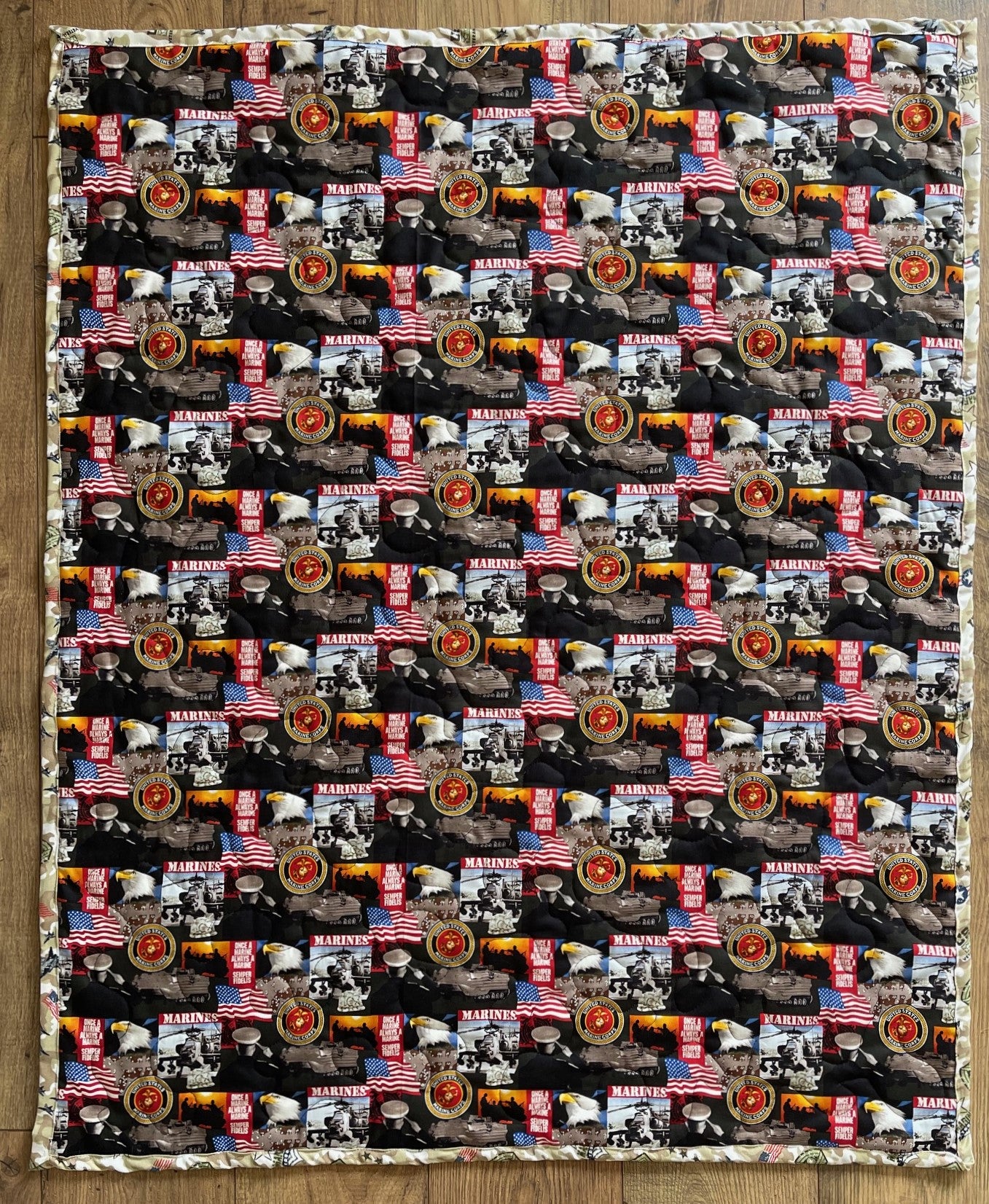 MARINES US MILITARY inspired Quilted Blanket