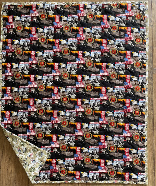 MARINES US MILITARY inspired Quilted Blanket