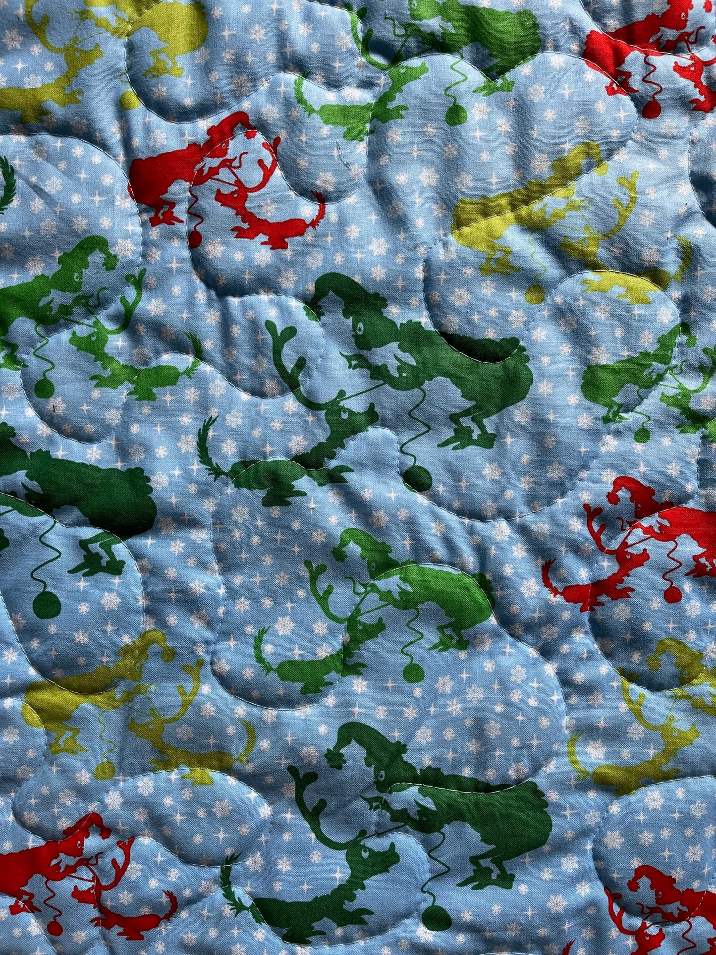 HOW THE GRINCH STOLE CHRISTMAS Inspired Quilted Blanket with MAX BACKING BLUE