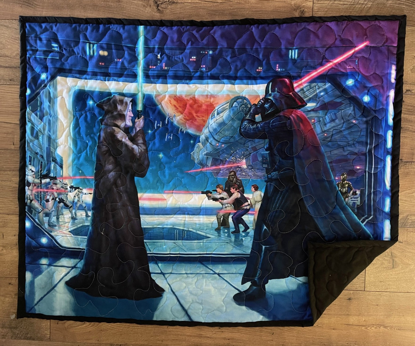 STAR WARS OBI-WAN'S FINAL BATTLE DARTH VADER inspired Quilted Blanket DIGITALLY PRINTED FABRIC