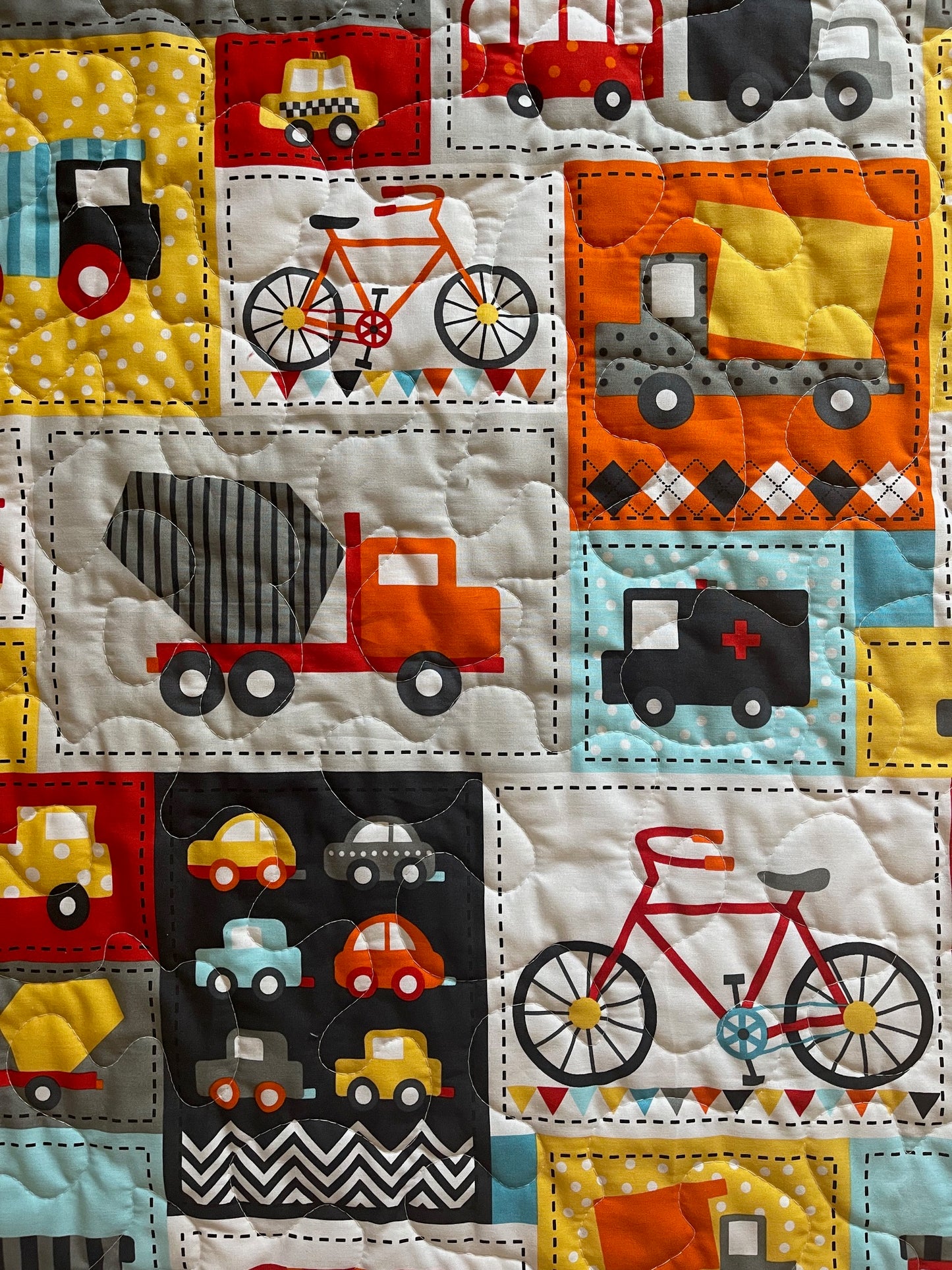 READY SET GO Boys Construction, First Responders & Transportation Vehicles Quilted Blanket
