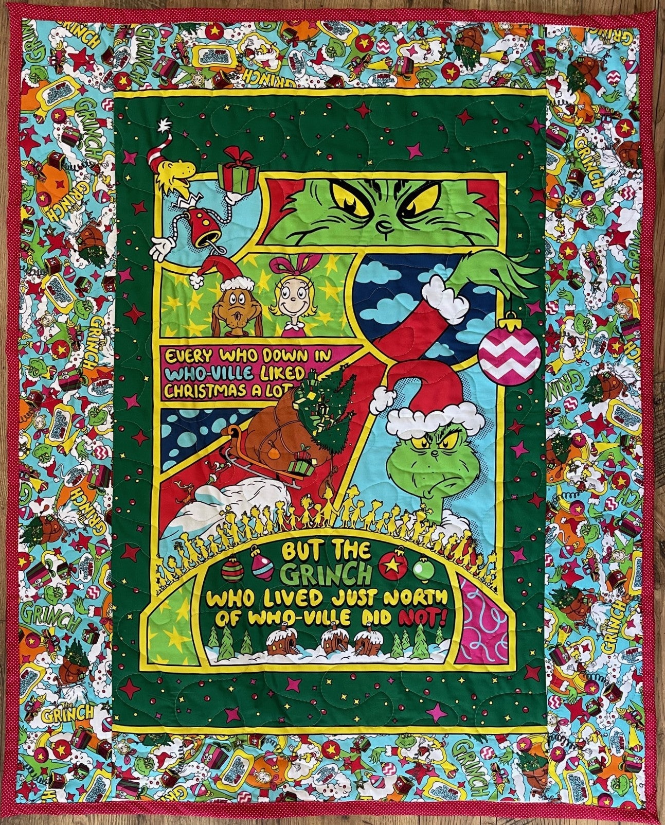 DR. SEUSS HOW THE GRINCH STOLE CHRISTMAS WHO-VILLE Inspired Quilted Blanket