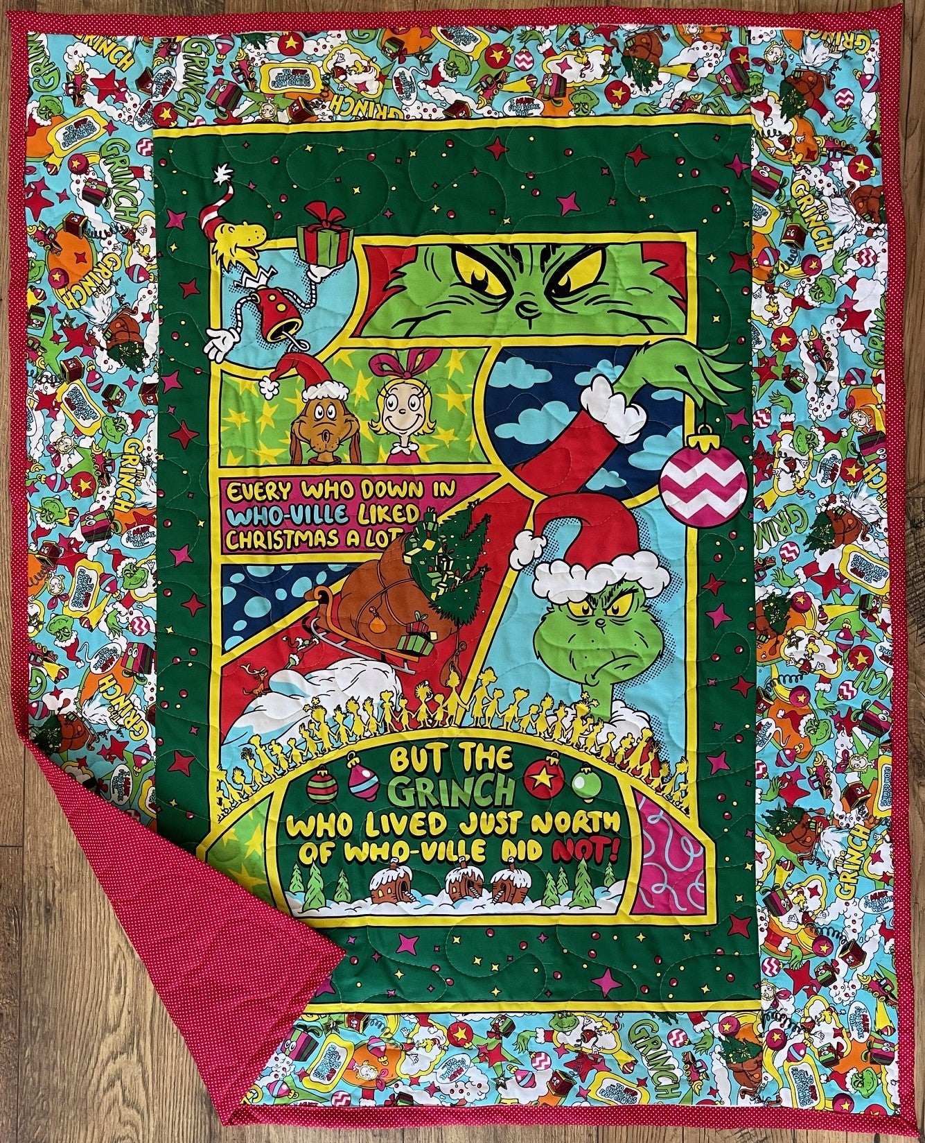 DR. SEUSS HOW THE GRINCH STOLE CHRISTMAS WHO-VILLE Inspired Quilted Blanket