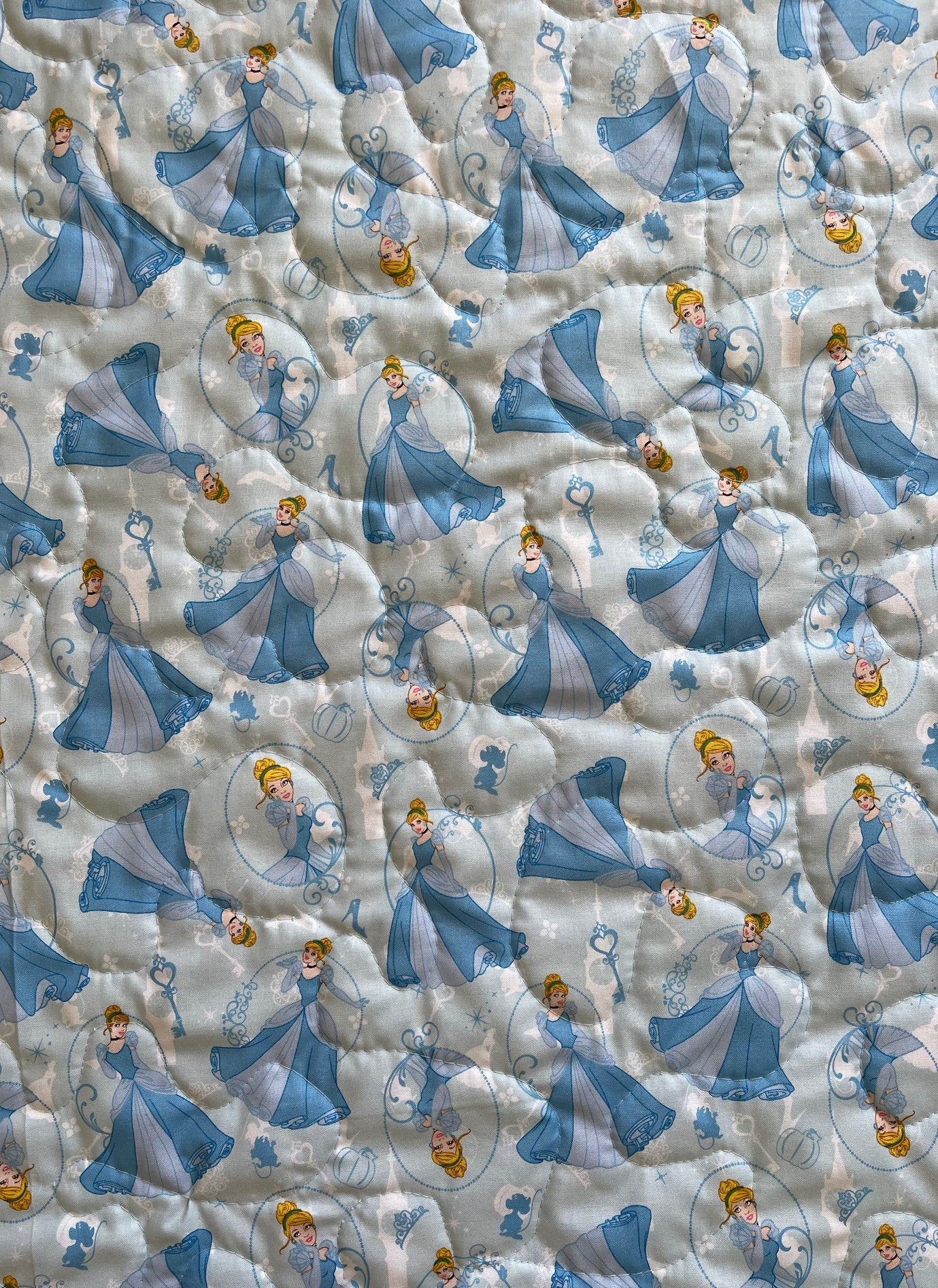 CINDERELLA Inspired Quilted Blanket 36"x44" GLASS SLIPPER FLORAL