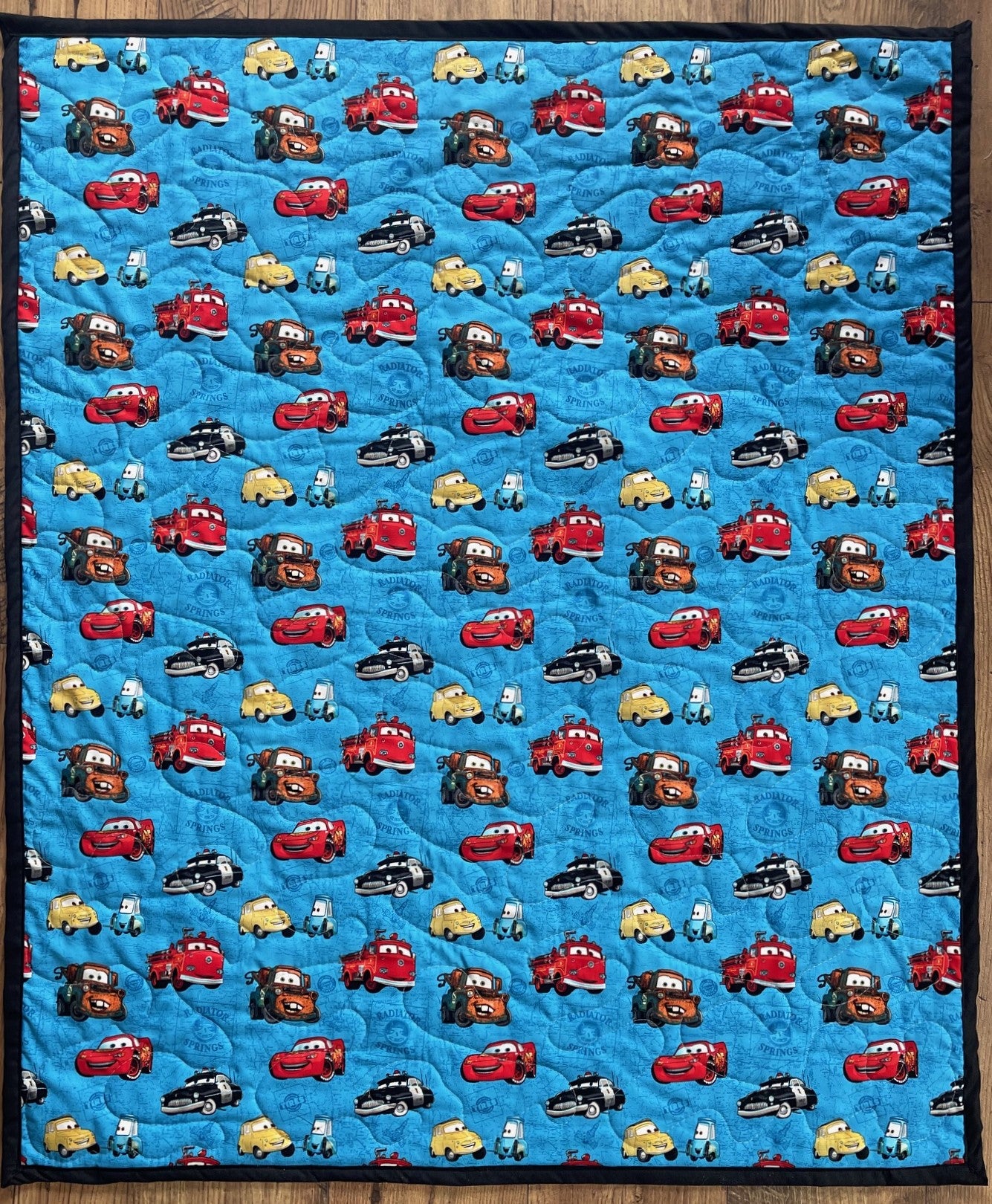 DISNEY PIXAR CARS CHARACTERS MATER & LIGHTNING MC QUEEN 95 INSPIRED QUILTED BLANKET