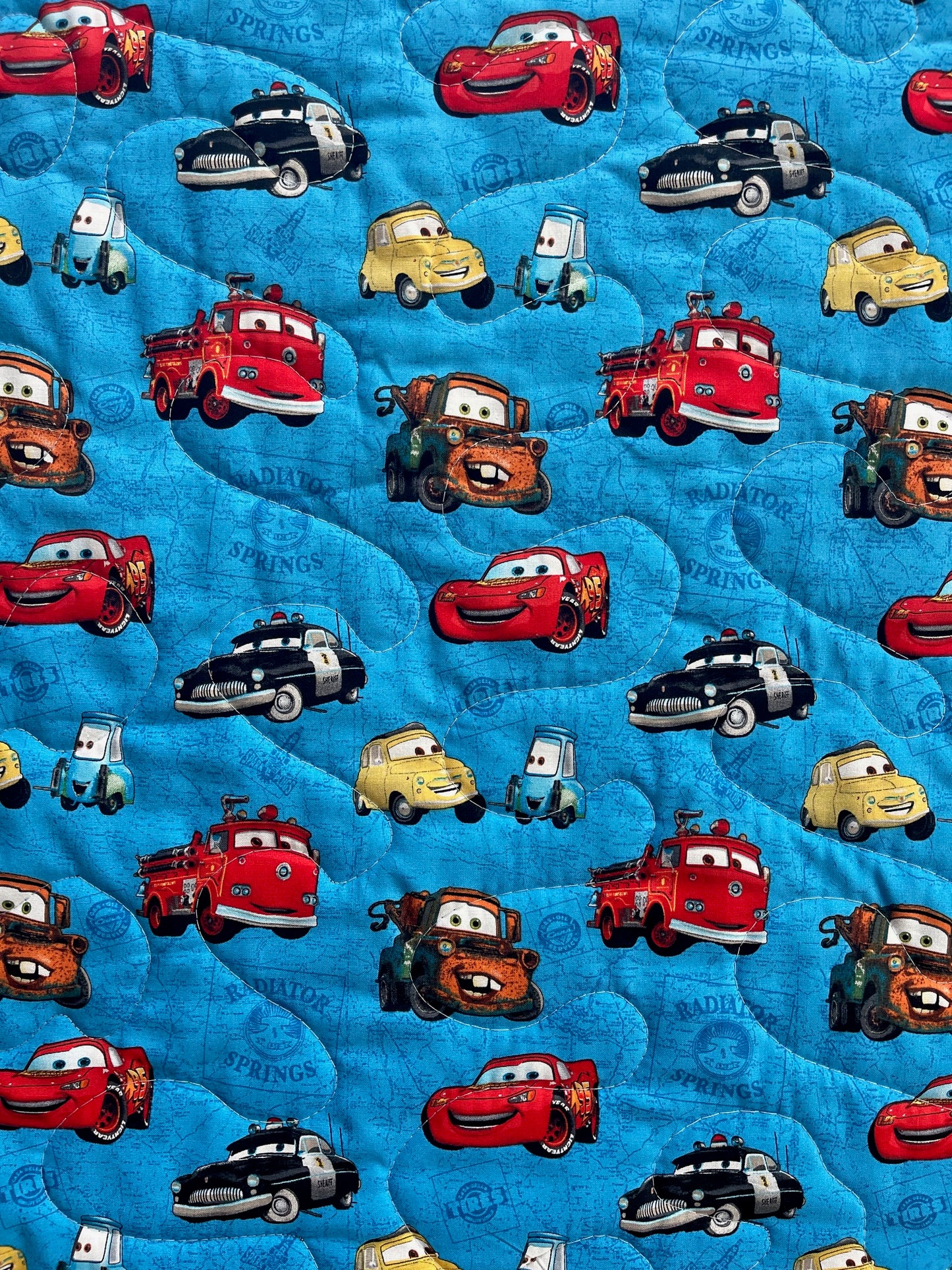 DISNEY PIXAR CARS CHARACTERS MATER & LIGHTNING MC QUEEN 95 INSPIRED QUILTED BLANKET