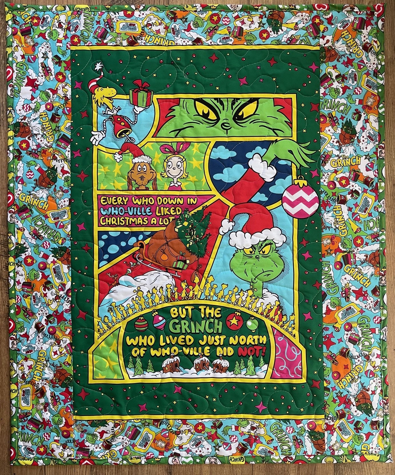 DR. SEUSS HOW THE GRINCH STOLE CHRISTMAS WHO-VILLE Inspired Quilted Blanket