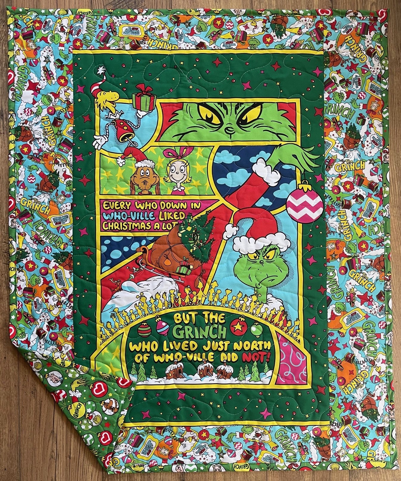 DR. SEUSS HOW THE GRINCH STOLE CHRISTMAS WHO-VILLE Inspired Quilted Blanket
