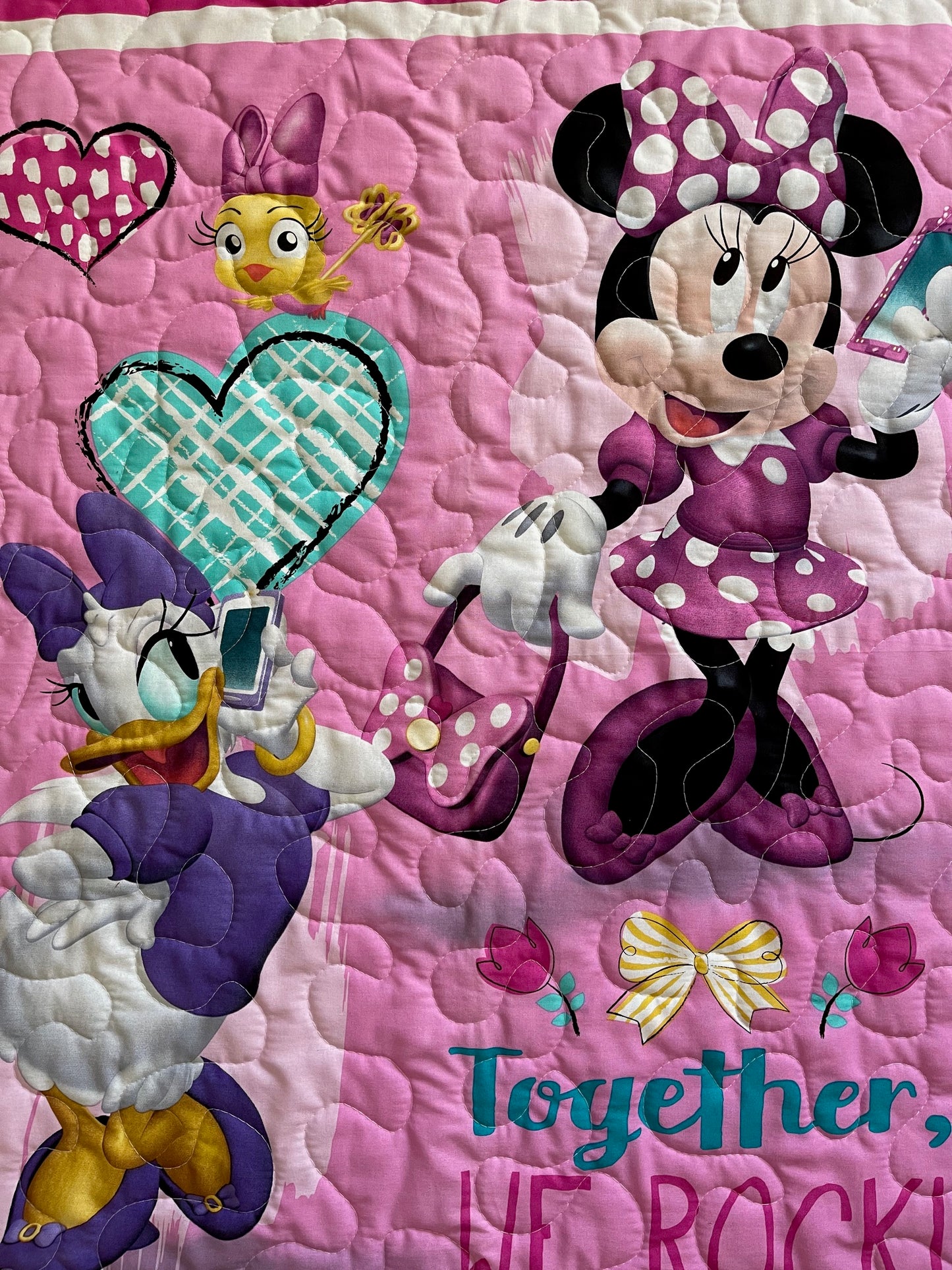 MINNIE MOUSE & DAISY DUCK "TOGETHER WE ROCK" Inspired Quilted Blanket