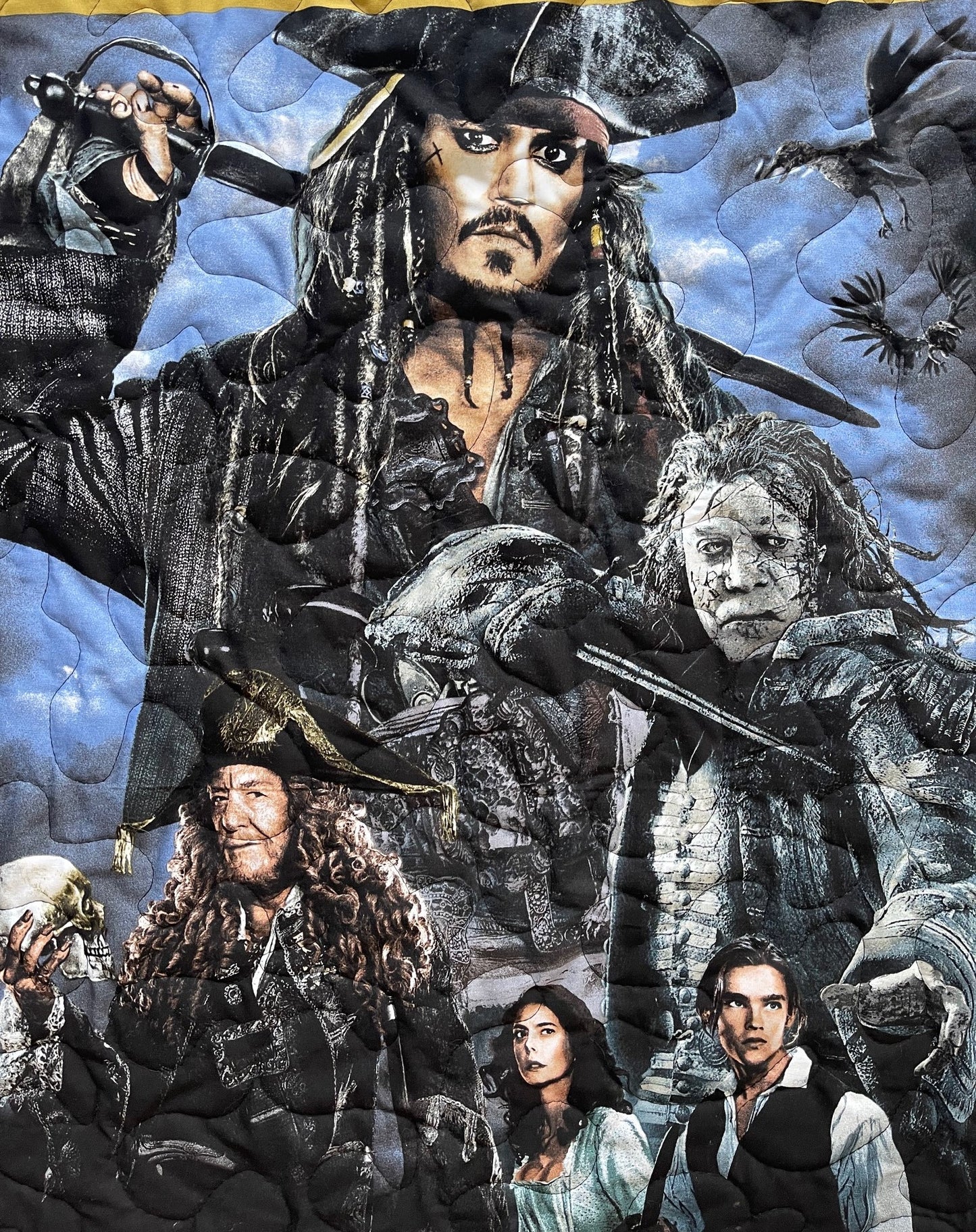 PIRATES OF THE CARIBBEAN "DEAD MEN TELL NO TALES" CHARACTERS BACKING QUILTED BLANKET