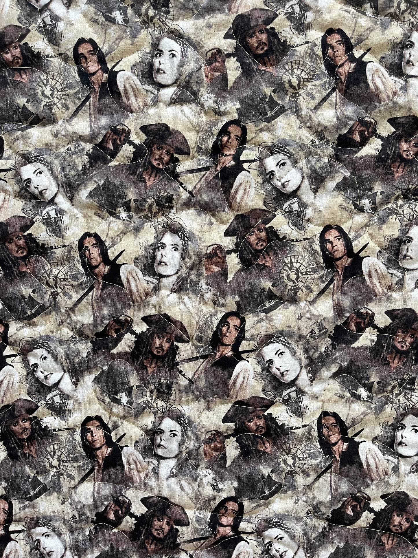 PIRATES OF THE CARIBBEAN "DEAD MEN TELL NO TALES" CHARACTERS BACKING QUILTED BLANKET