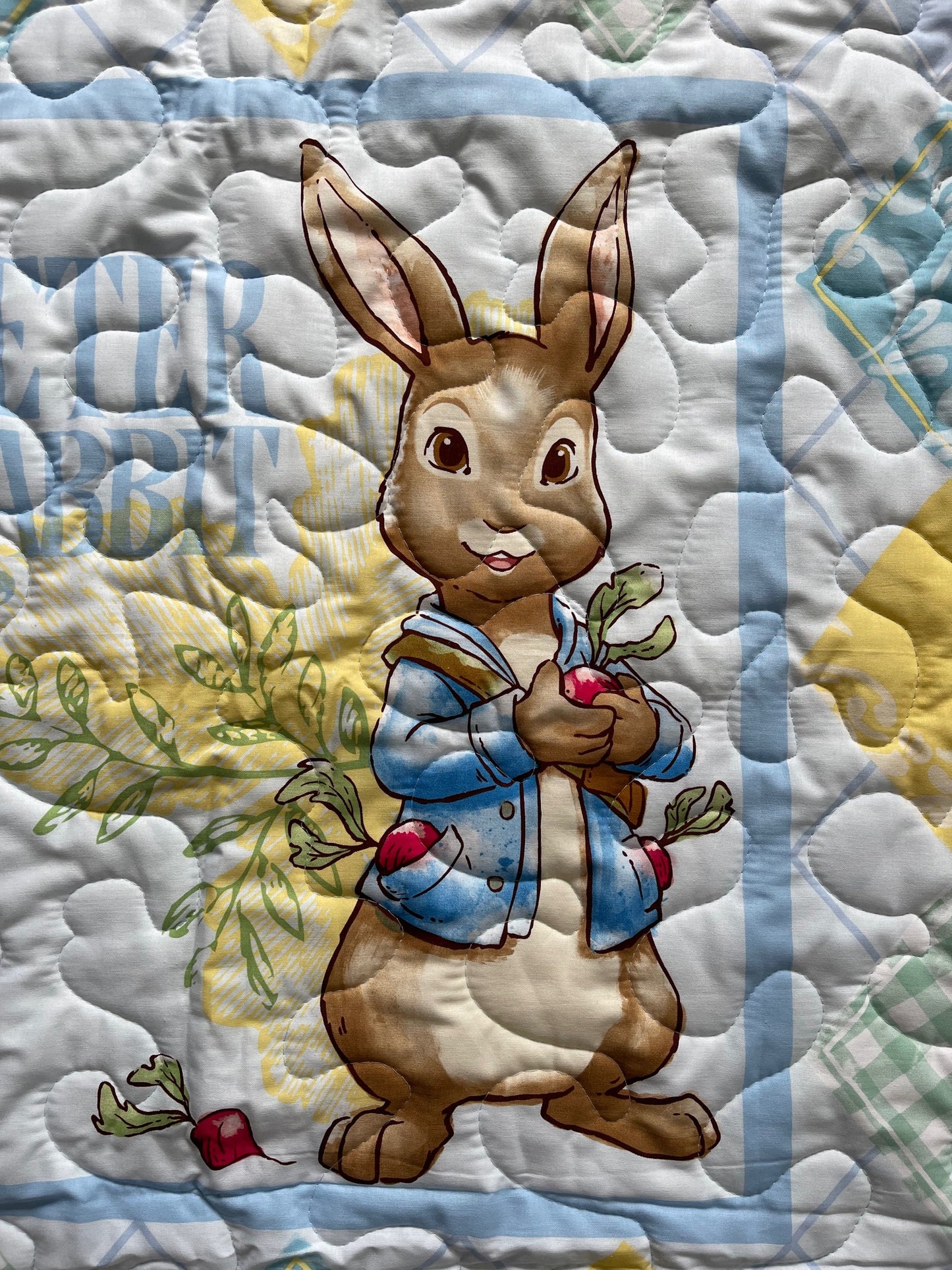 Peter Rabbit Quilted Blanket with soft flannel backing
