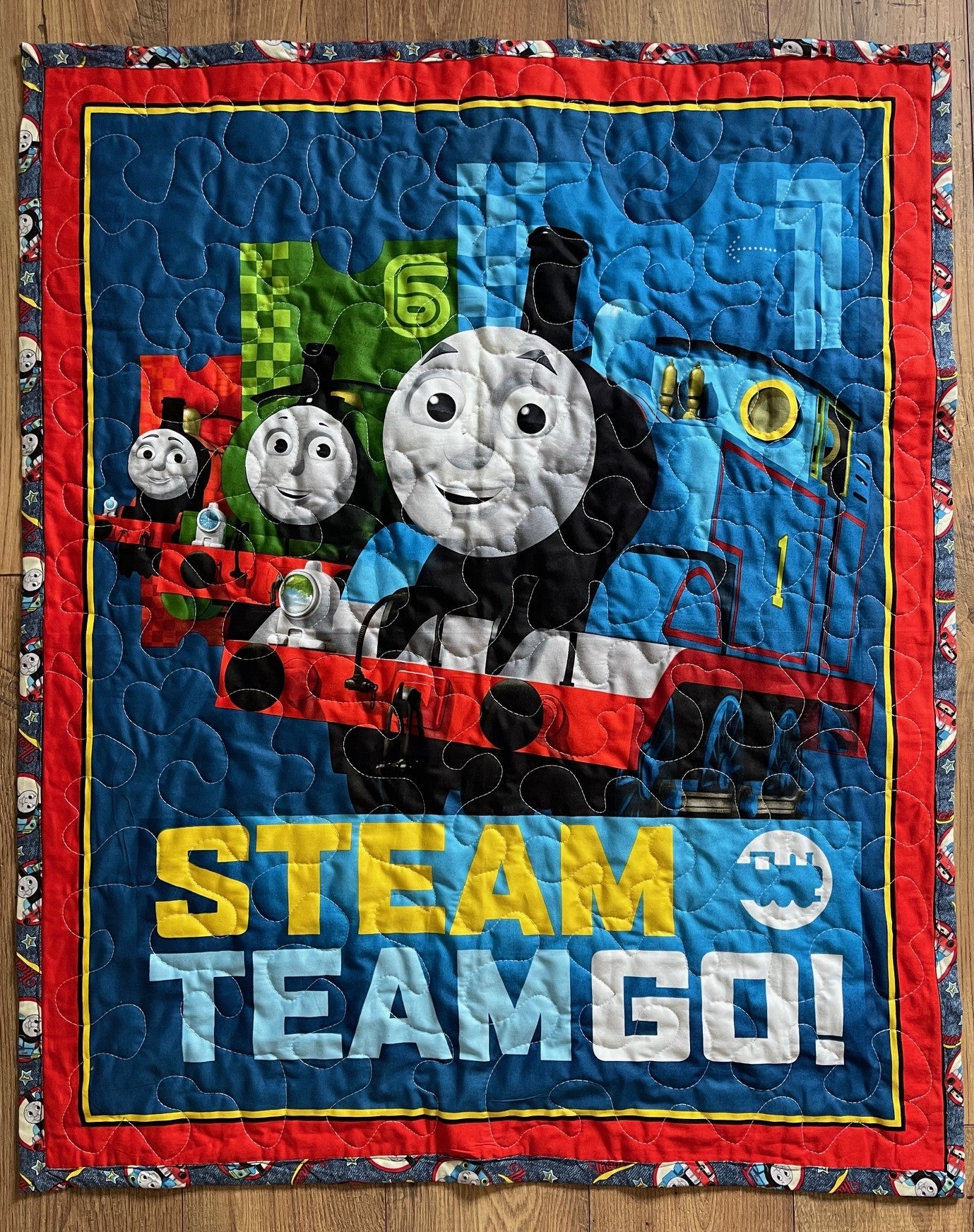 THOMAS THE TRAIN 36"X44" TEAM STEAM GO! QUILTED BLANKET