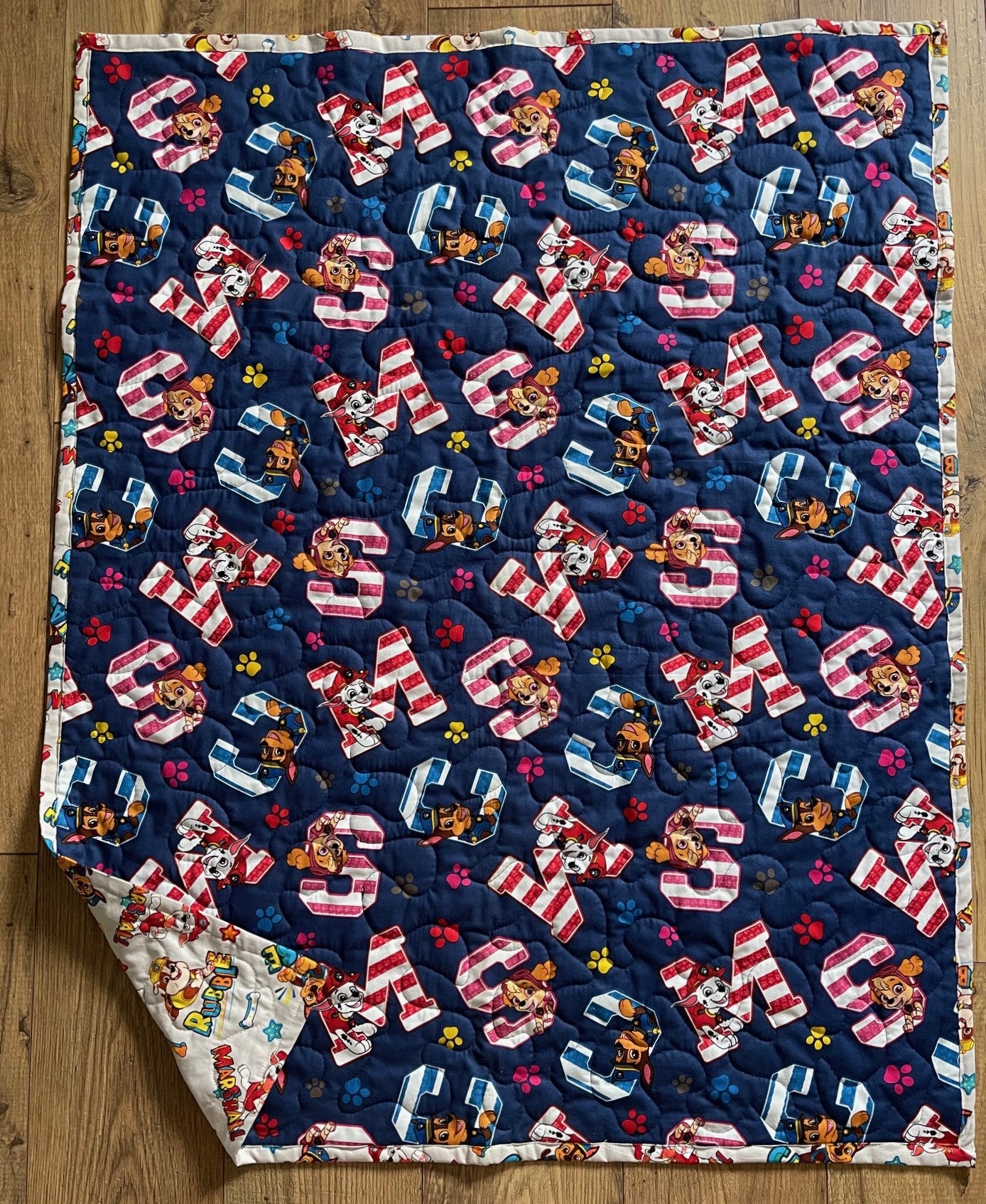 PAW PATROL MARSHALL, CHASE, RUBBLE & SKYE Inspired 36"x44" REVERSIBLE Quilted Blanket