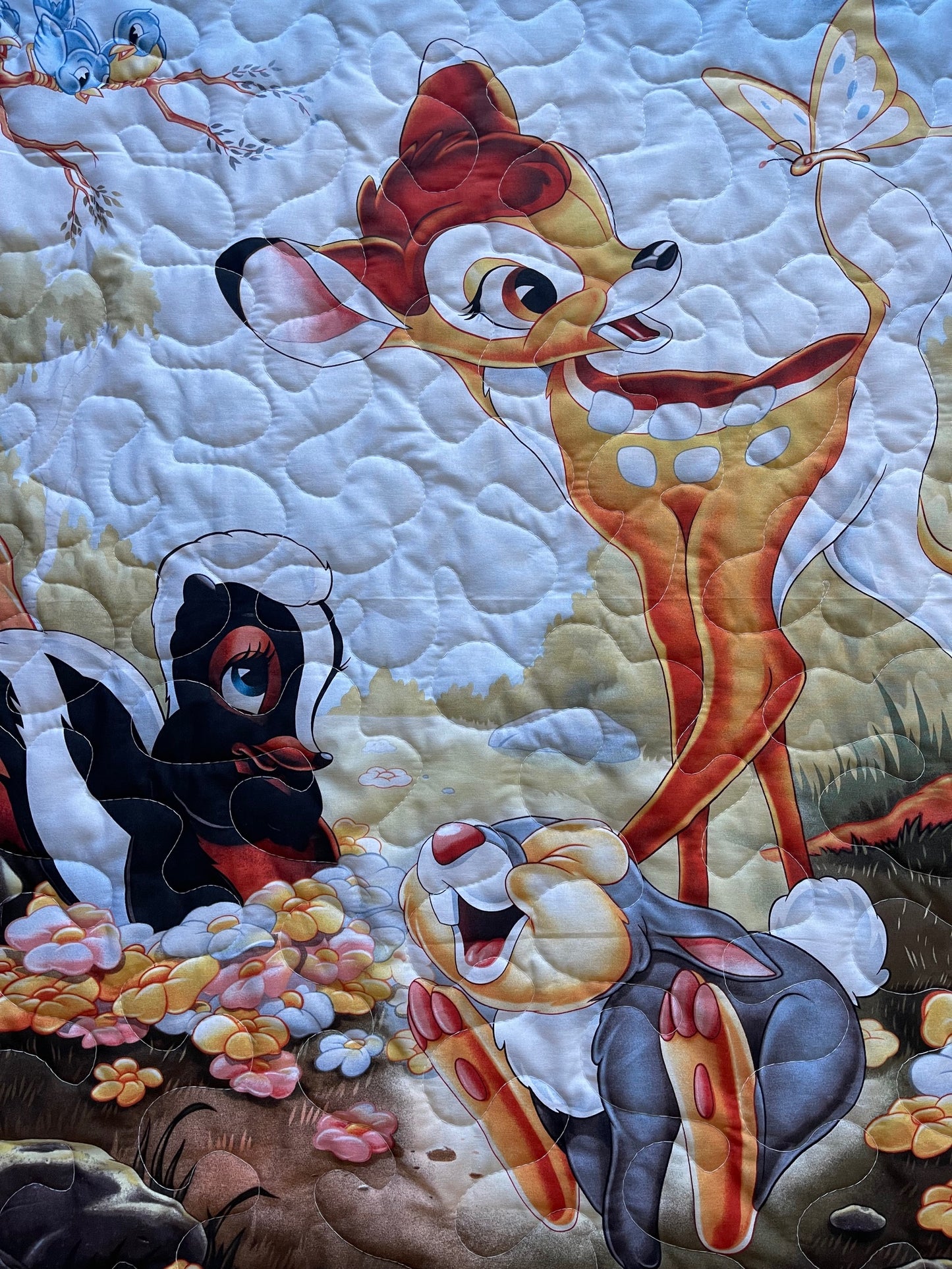 CLASSIC BAMBI THUMPER FLOWER IN THE MEADOW 36"X44" QUILTED BLANKET