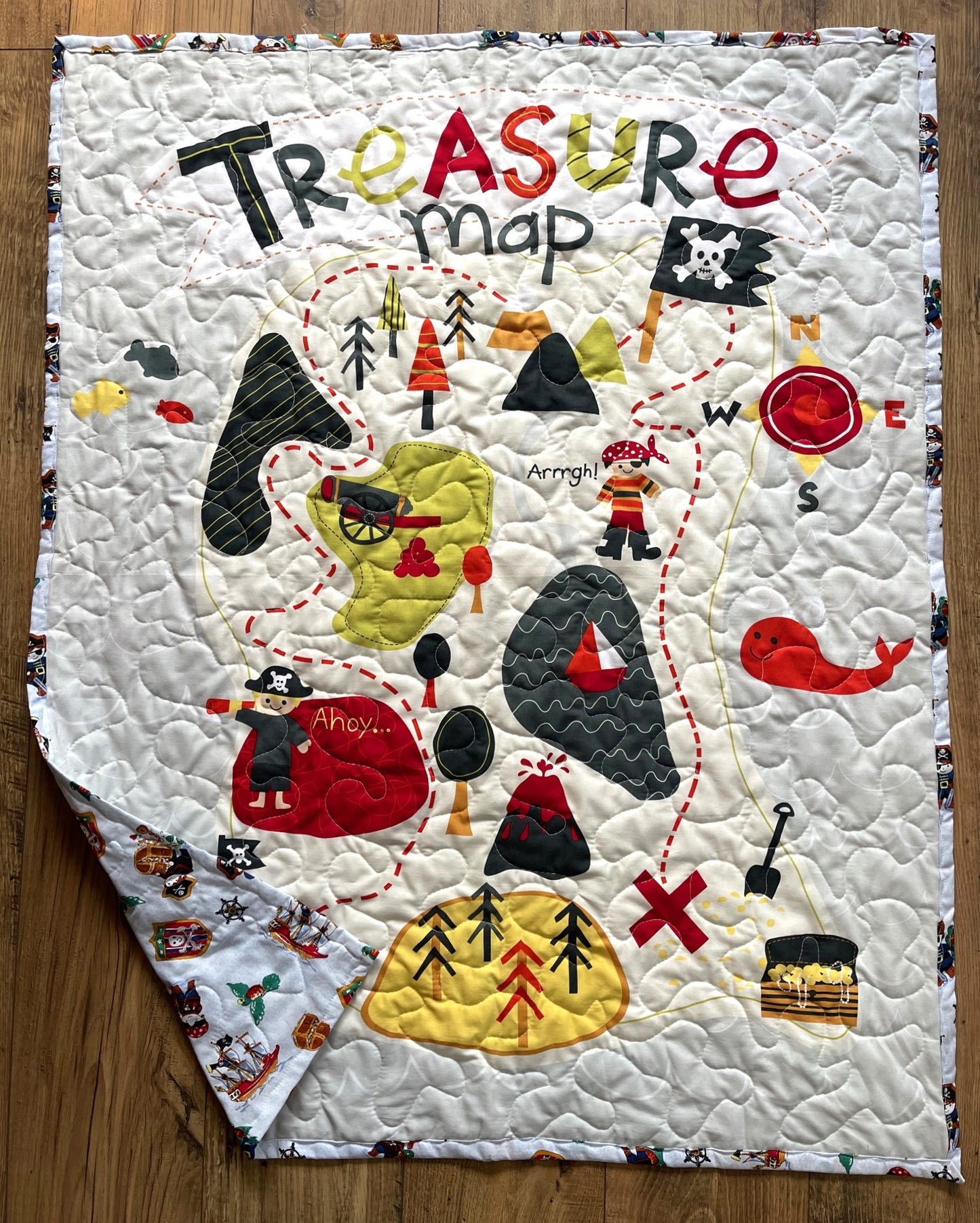 PIRATE TREASURE MAP PIRATE INSPIRED QUILTED BLANKET