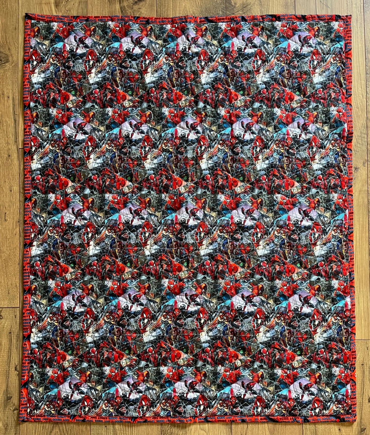 THE AMAZING SPIDER-MAN SPIDEY SENSE PANES Inspired DIGITALLY PRINTED REVERSIBLE QUILTED BLANKET