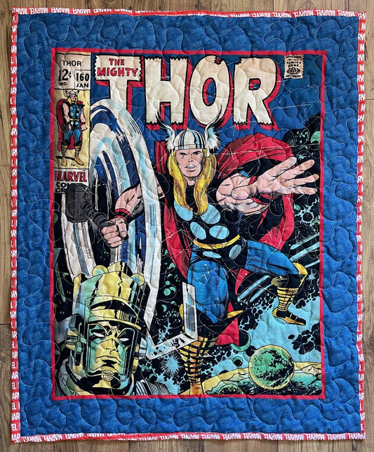 MARVEL COMICS SUPERHERO AVENGERS "THOR" COMICBOOK COVER Quilted Blanket