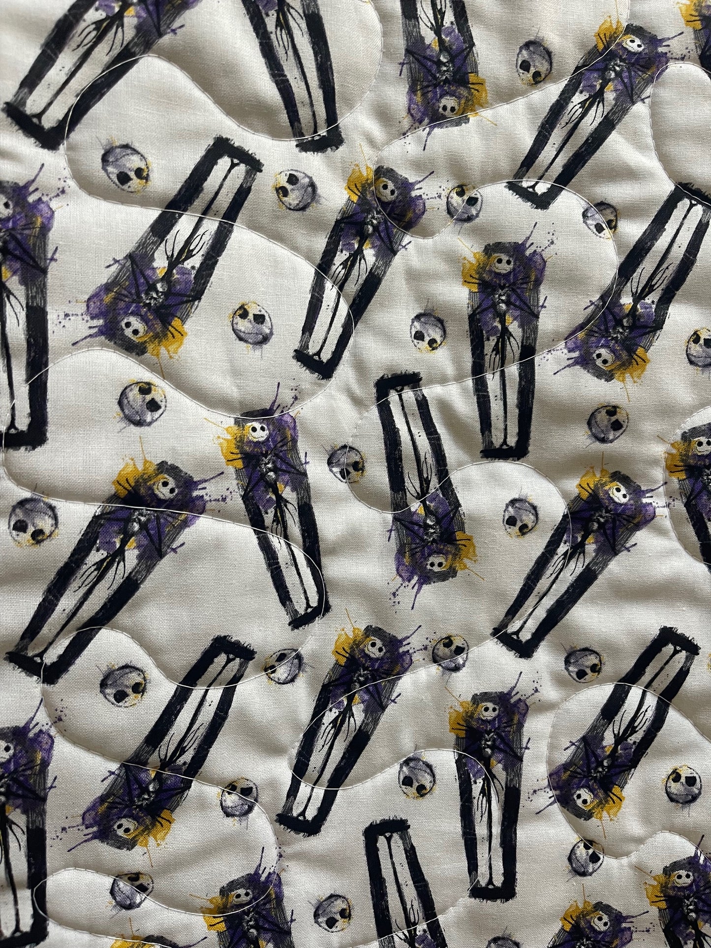 NIGHTMARE BEFORE CHRISTMAS JACK SKELLINGTON & ZERO GRAVEYARD COFFINS Inspired Quilted Blanket
