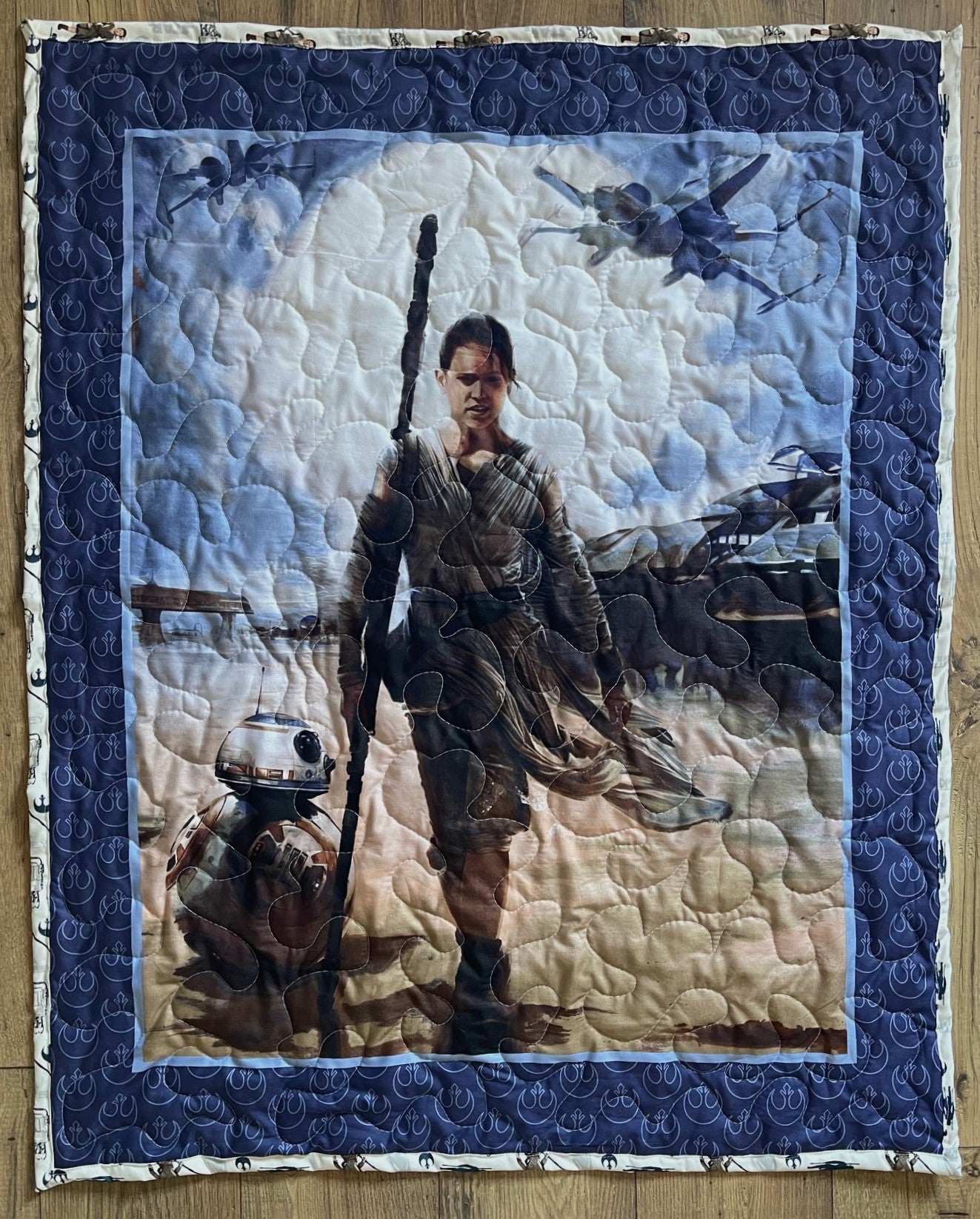 Star Wars Rogue One Rey & BB-8 Heroes inspired Quilted Blanket