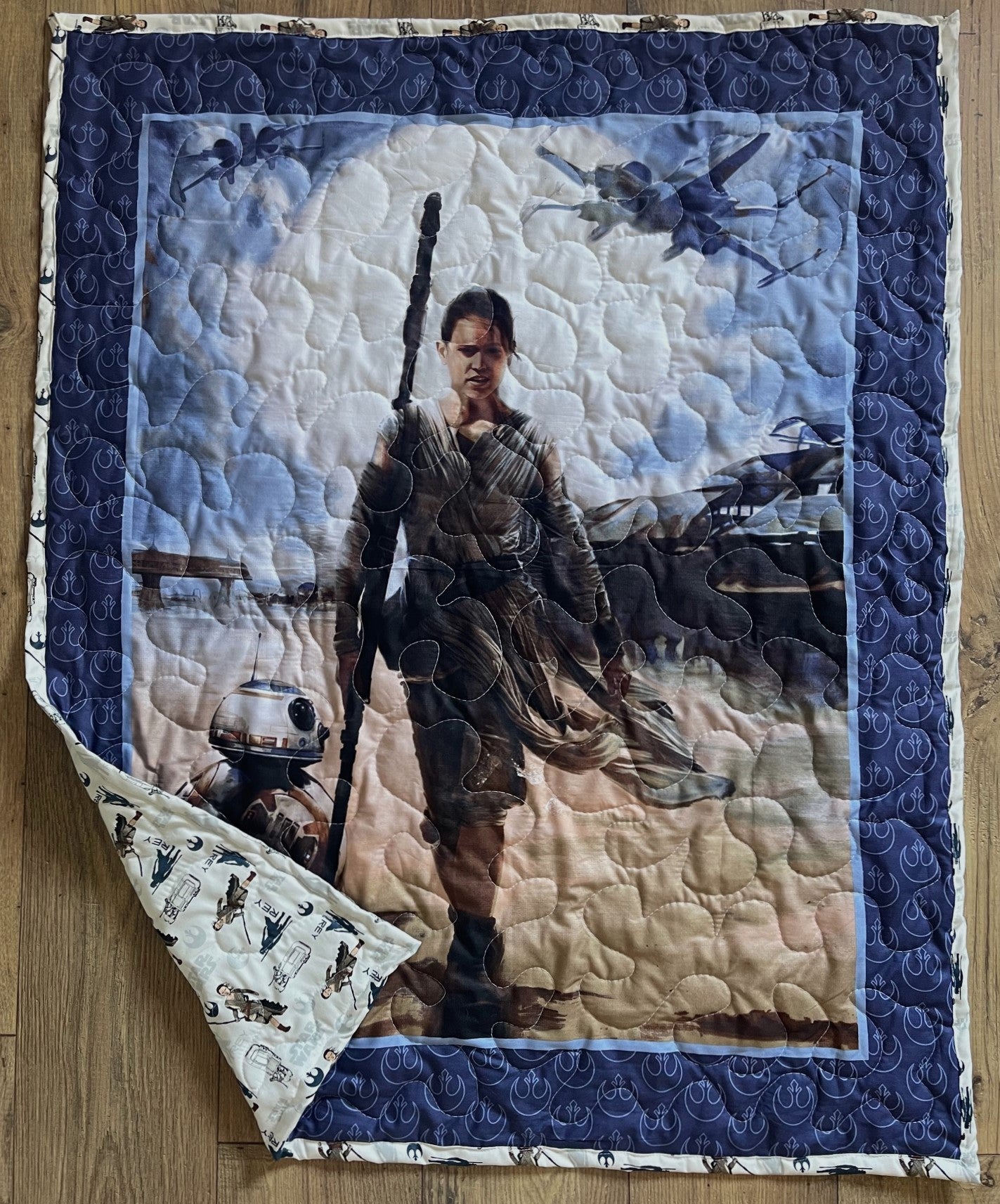 Star Wars Rogue One Rey & BB-8 Heroes inspired Quilted Blanket