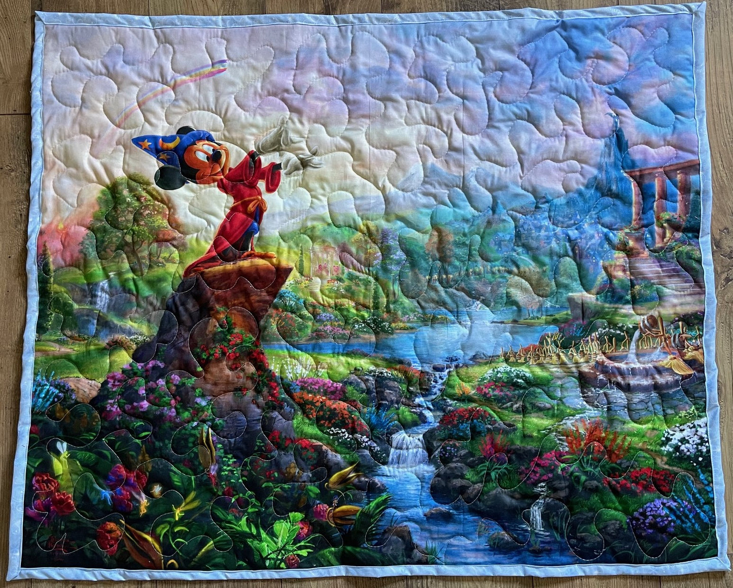 FANTASMIC SORCERER MICKEY MOUSE Inspired Quilted Blanket 36"x44" Digital Printed Fabric