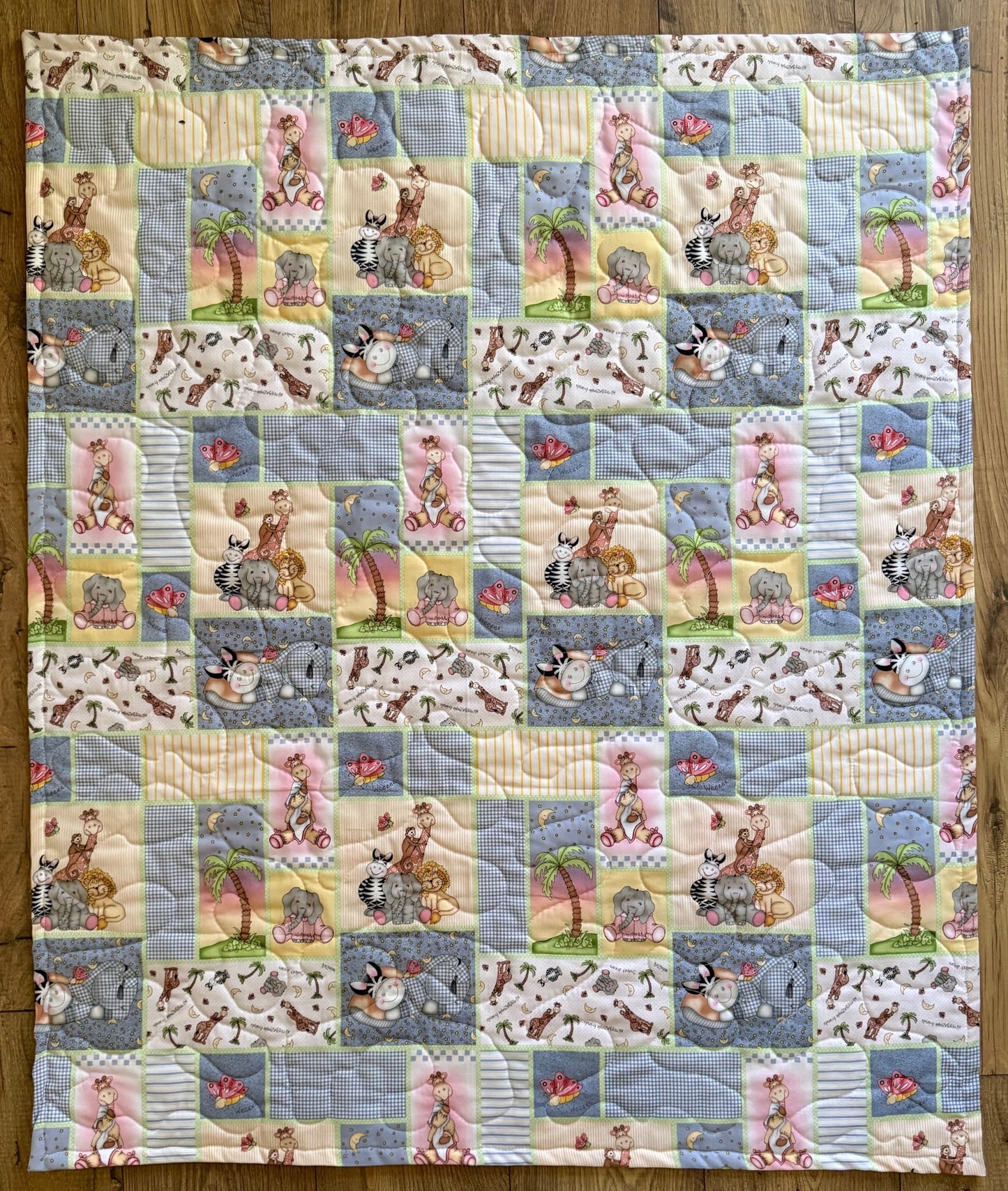 BAZOOPLE MONKEY, ELEPHANT, GIRAFFE, LION, ZEBRA PIRATES INSPIRED QUILTED REVERSIBLE BLANKET,