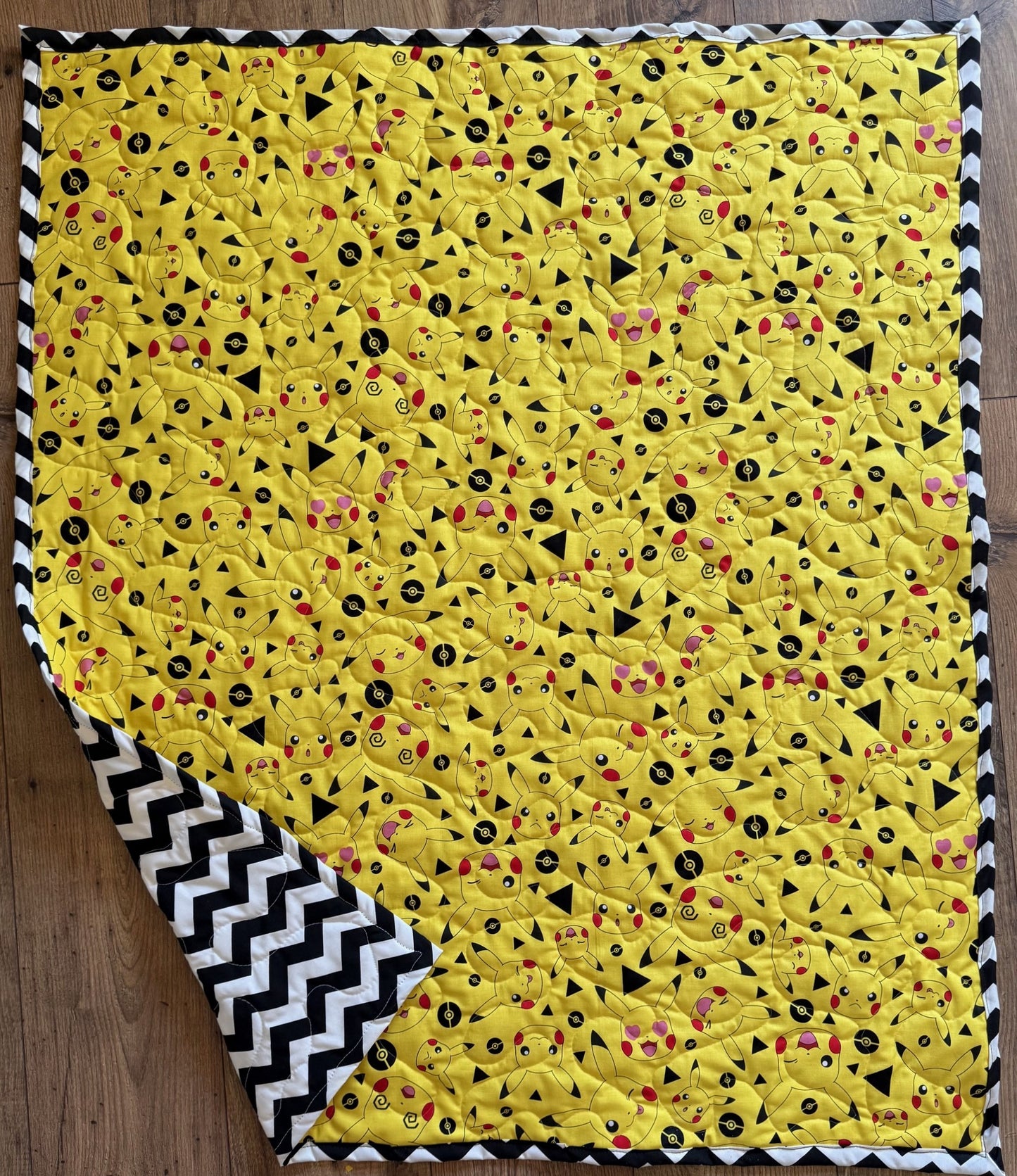 NINTENDO POKEMON VIDEO GAME PIKACHU YELLOW INSPIRED QUILTED BLANKET