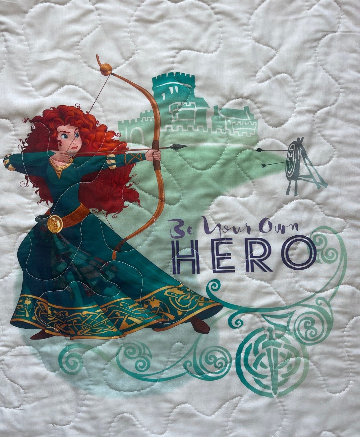 PRINCESSES BELLE, MERIDA, RAPUNZEL & AURORA SLEEPING BEAUTY INSPIRED QUILTED BLANKET