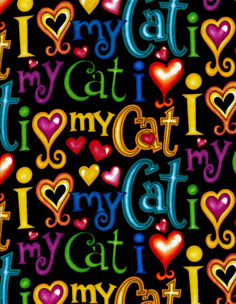 I LOVE MY CAT FABRIC CAT AND DOG BANDANAS Easy Slide over Collar