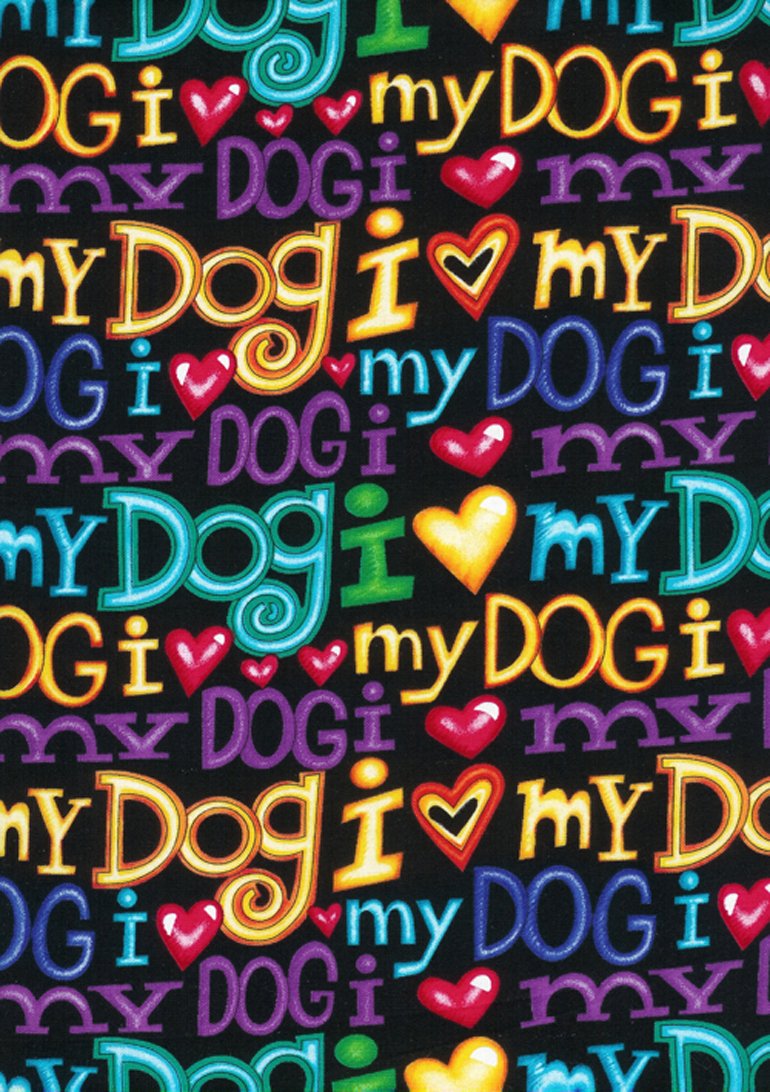 I LOVE MY DOG FABRIC CAT AND DOG BANDANAS Easy Slide over Collar