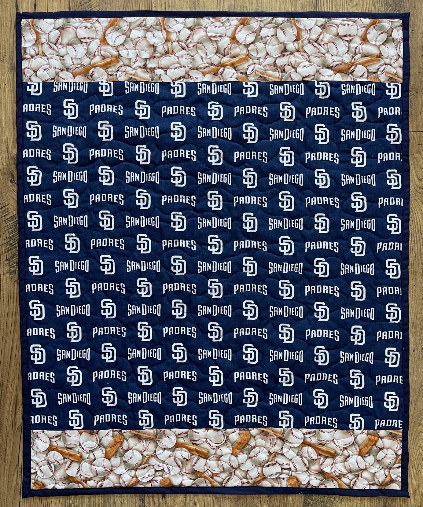 SAN DIEGO PADRES BASEBALL BLUE QUILTED BLANKET