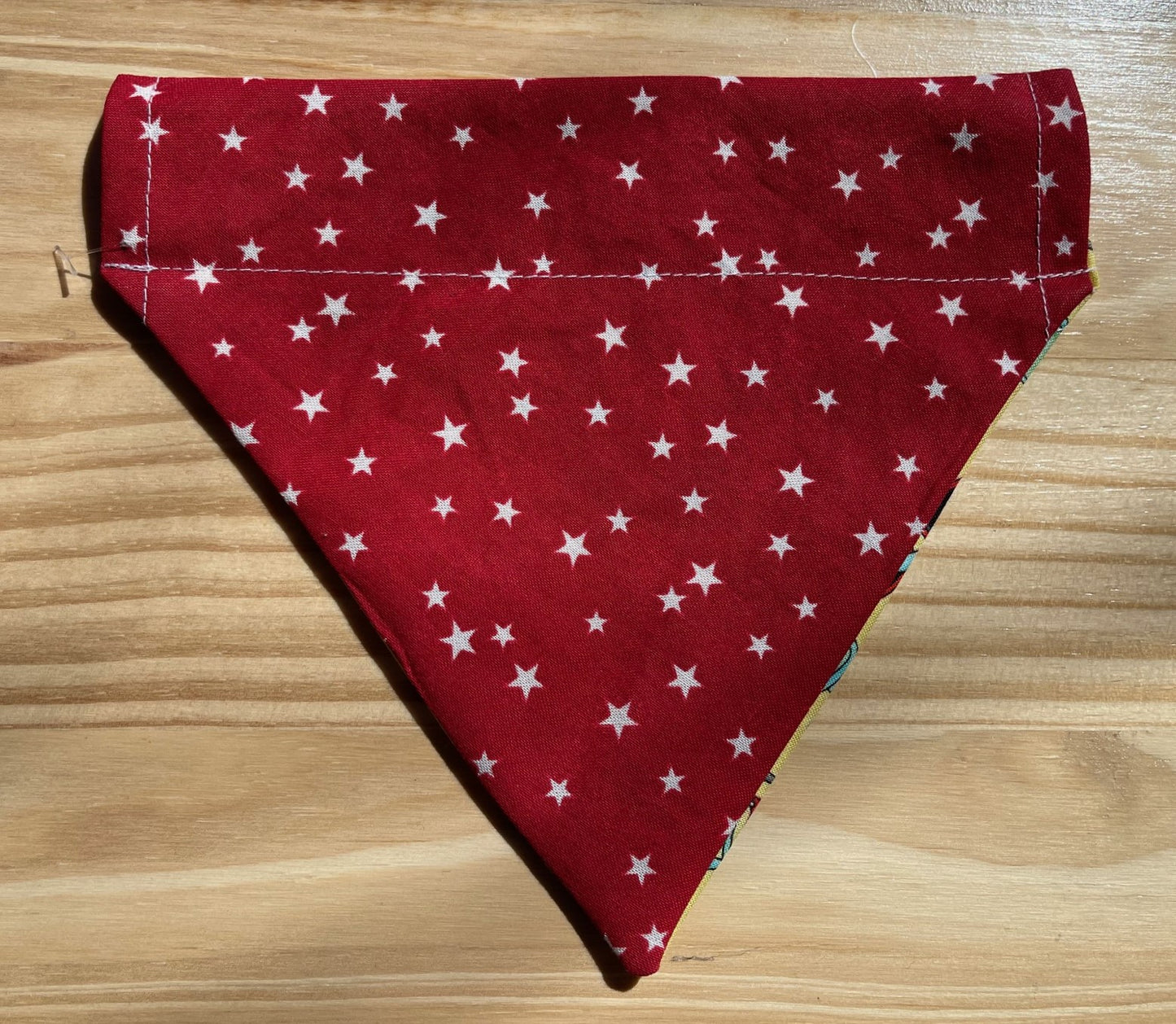 PATRIOTIC RED WITH WHITE STARS FABRIC CAT AND DOG BANDANAS Easy Slide over Collar