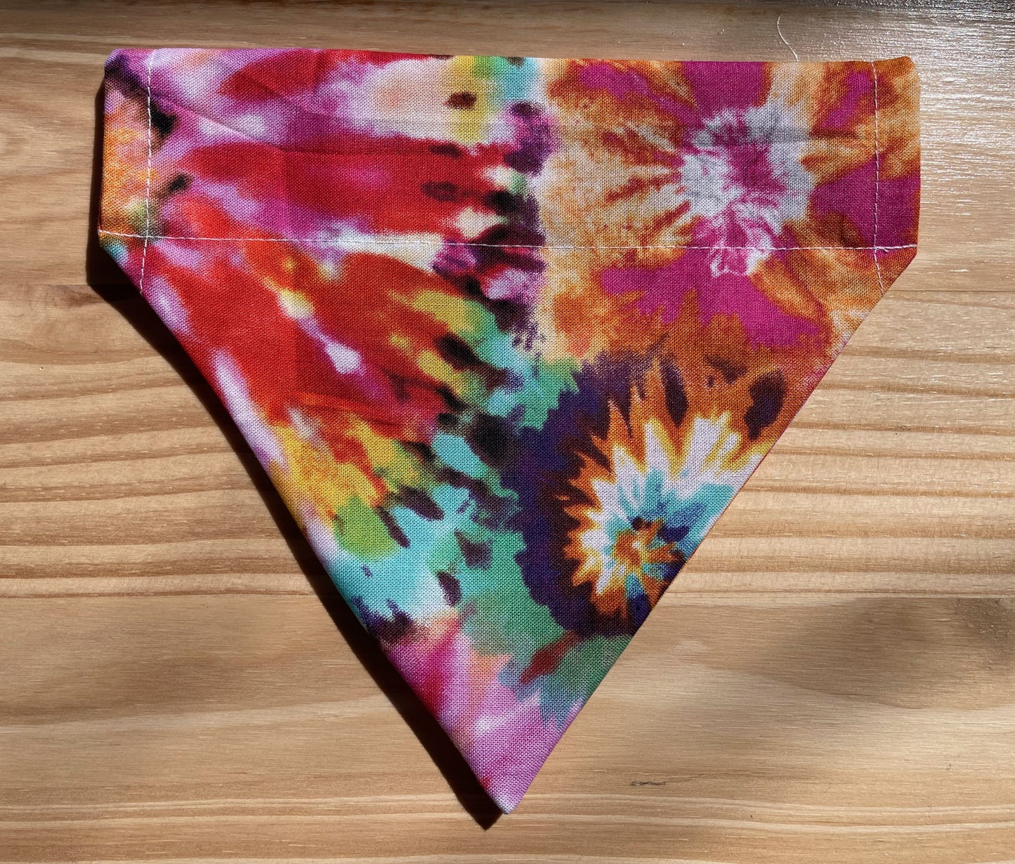 TIE DYE FABRIC CAT AND DOG BANDANAS Easy Slide over Collar