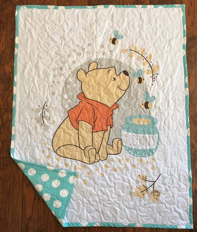 WINNIE THE POOH HUNNY POT Inspired Quilted Blanket
