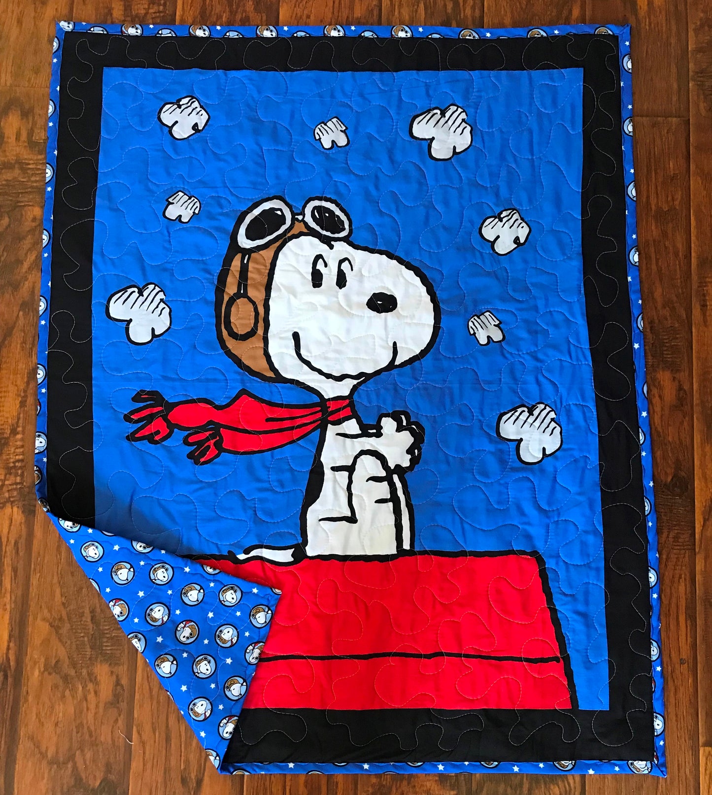PEANUTS SNOOPY RED BARON Inspired "SNOOPY FLYING ACE" Quilted Blanket 36"X44"