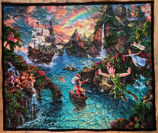 PETER PAN NEVER LAND Inspired Quilted Blanket 36"x44" DIGITALLY PRINTED FABRIC