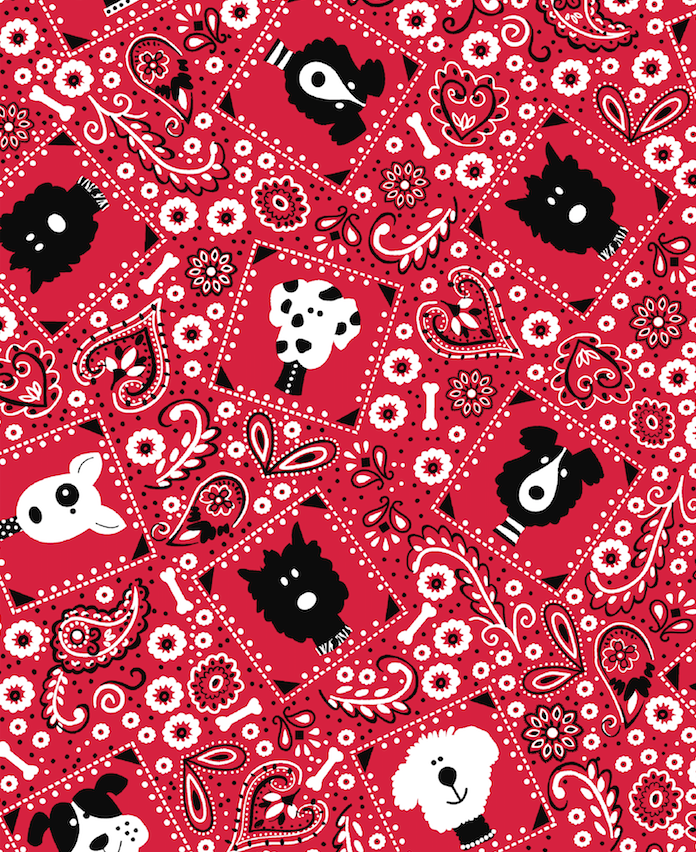 RED DOG BANDANA FABRIC CAT AND DOG BANDANAS Easy Slide over Collar