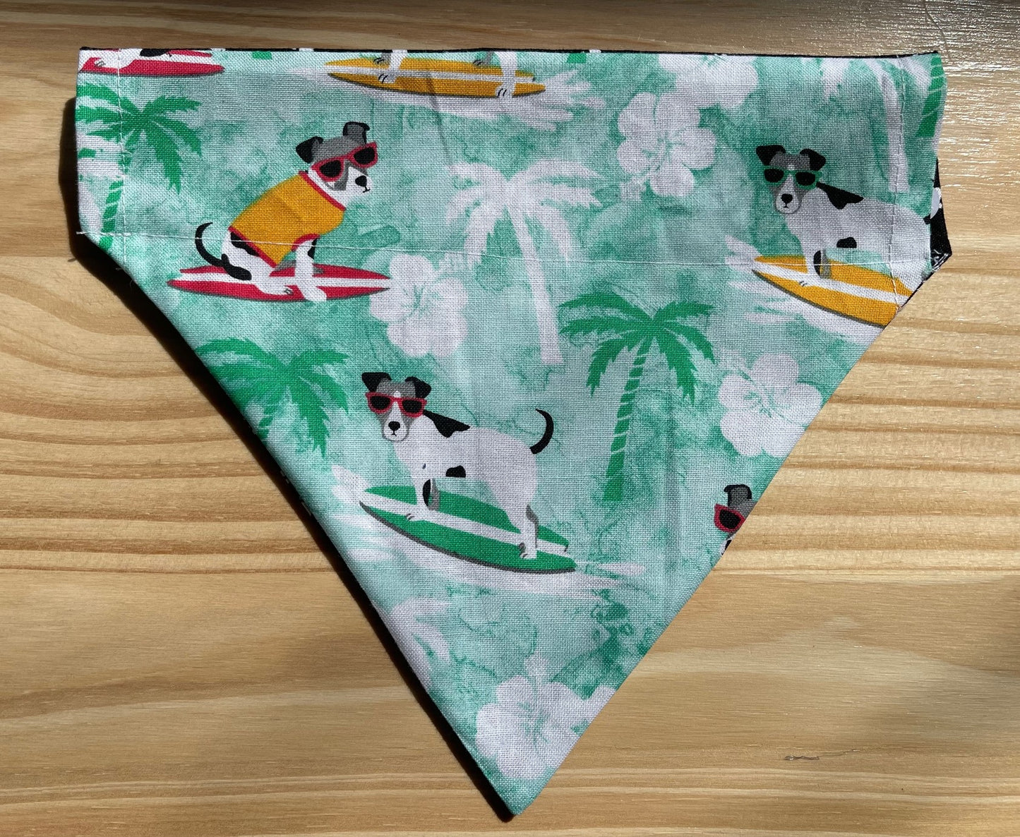 HAWAIIAN SURFING DOGS FABRIC CAT AND DOG BANDANAS Easy Slide over Collar