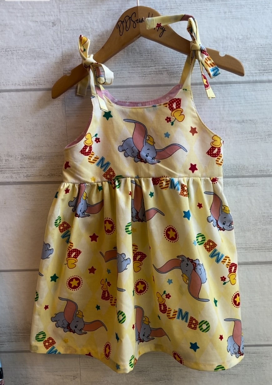 Girls and Toddlers DISNEY DUMBO Inspired Boho Style Sundress with Shoulder Ties