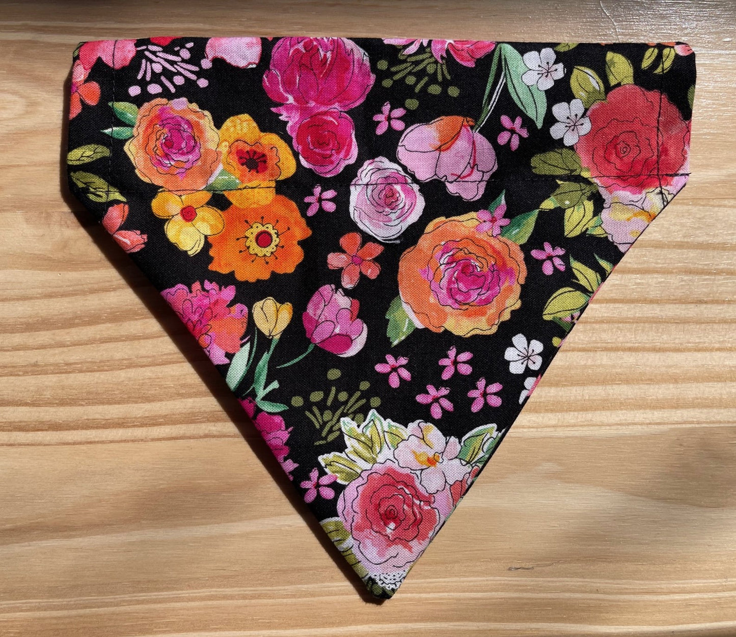 FLORAL FLOWERS FABRIC CAT AND DOG BANDANAS Easy Slide over Collar