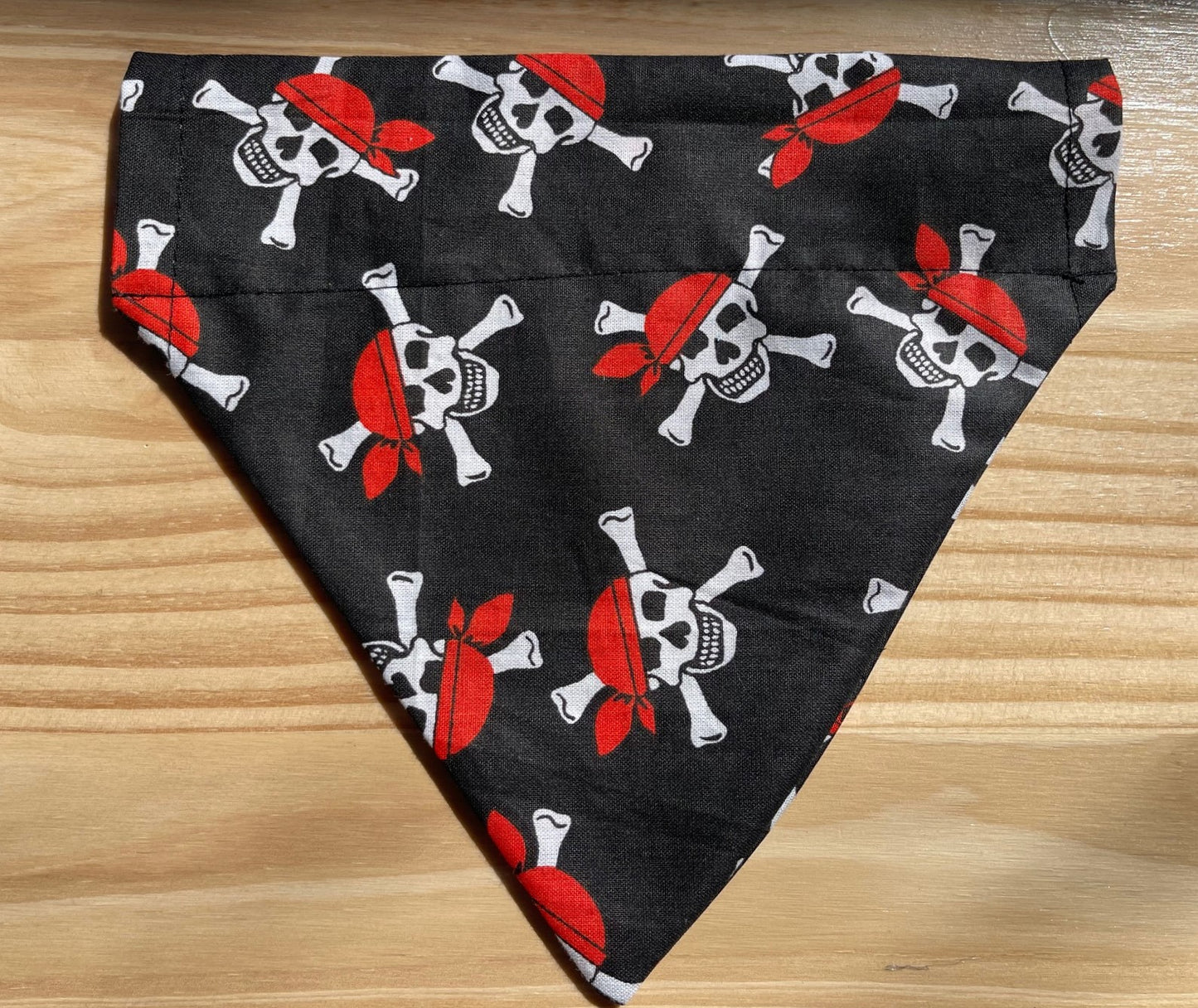 JOLLY ROGER SKELETON PIRATE FABRIC CAT AND DOG BANDANAS Easy Slide over Collar
