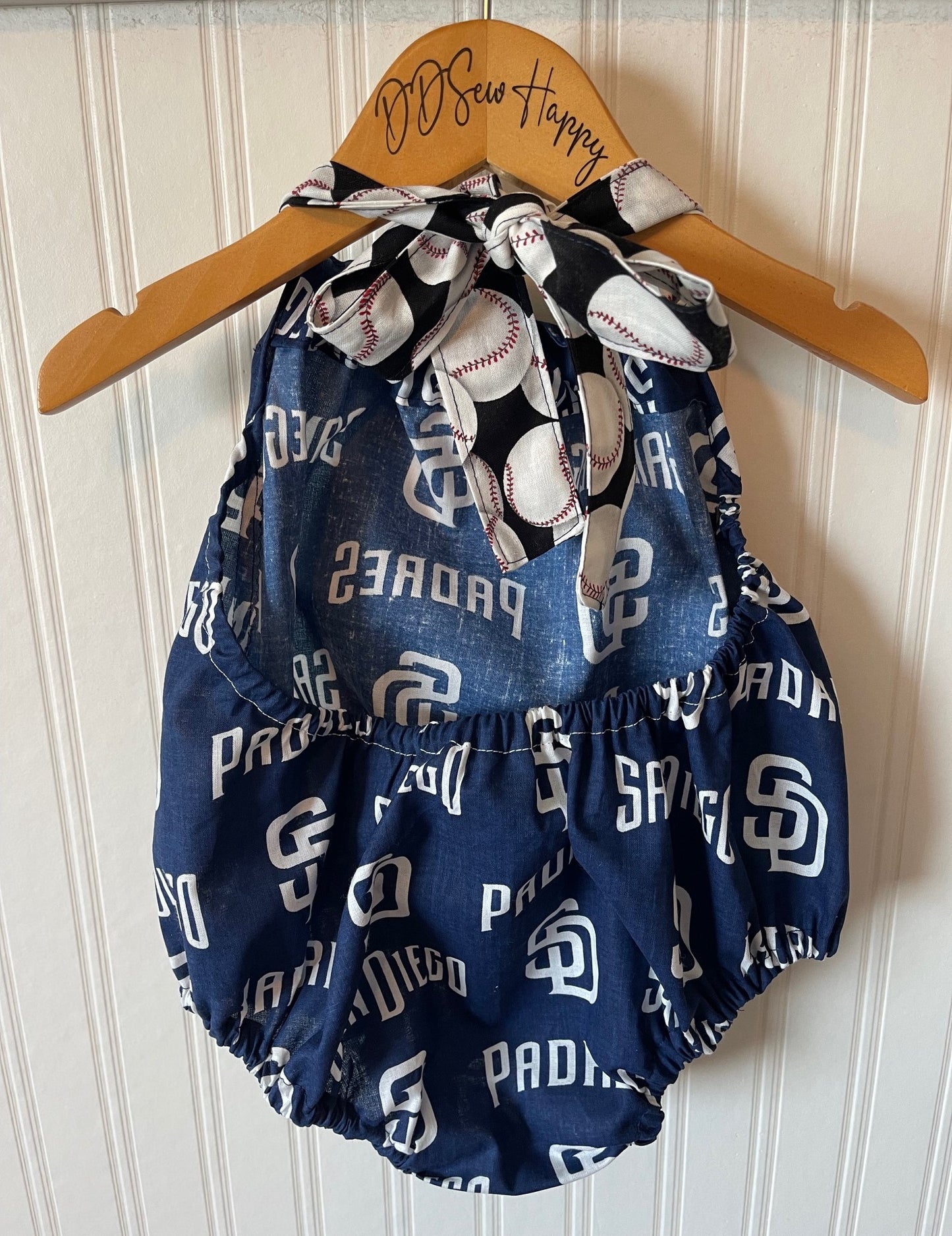 Infant & Toddler Girl's SAN DIEGO PADRES BASEBALL INSPIRED Sunsuit Halter Top Romper
