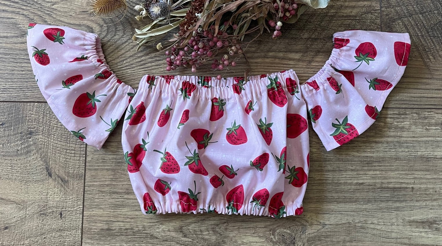 Boho STRAWBERRIES Girls Infant Toddler Boho Style Off the Shoulder Top