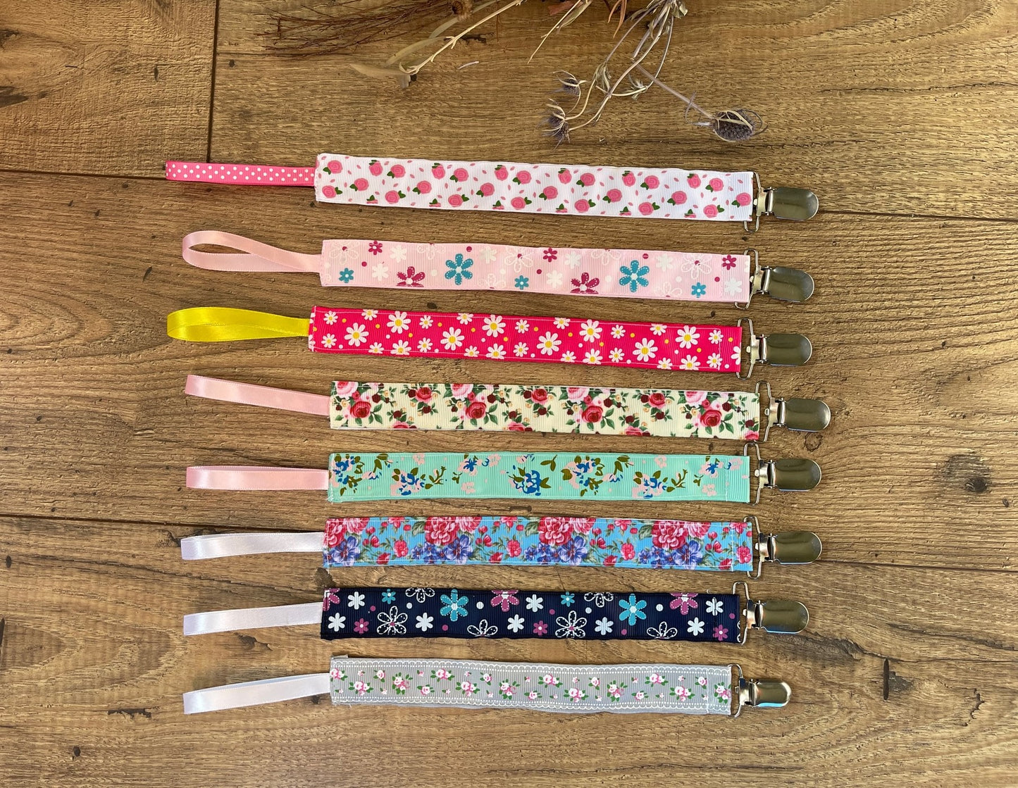 Floral Flowers Pacifier Clips Teether Toy Leash