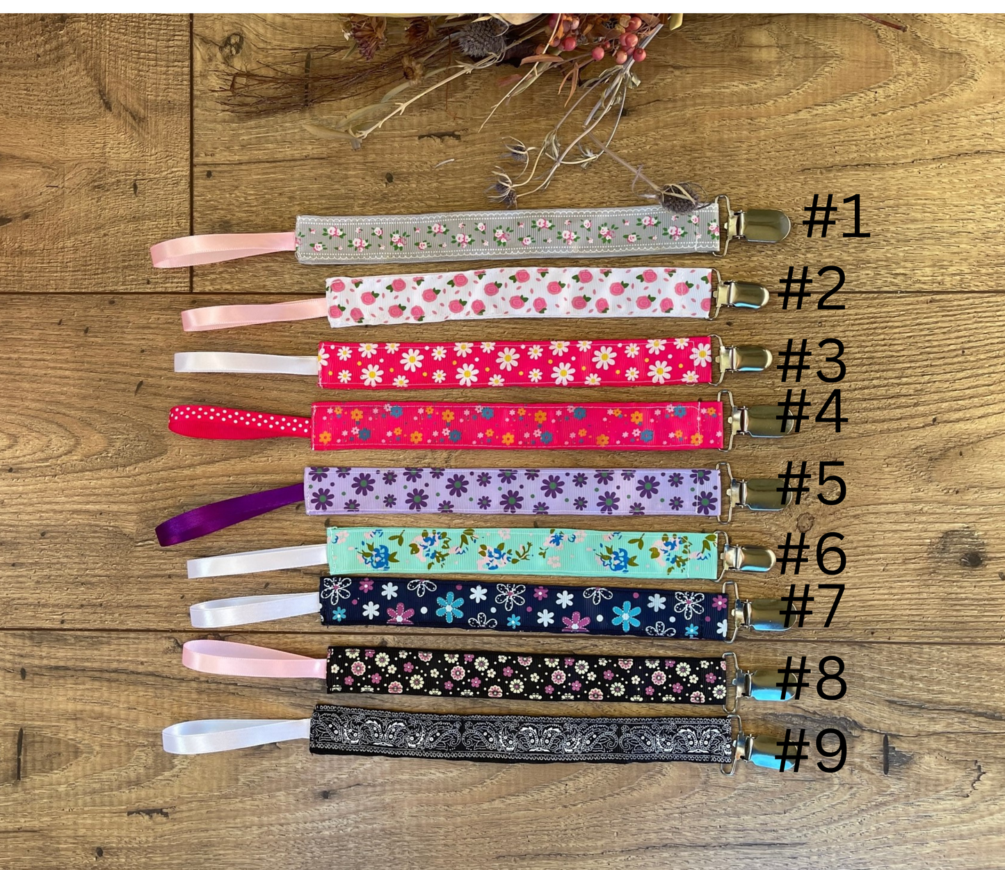 Floral Flowers Pacifier Clips Teether Toy Leash