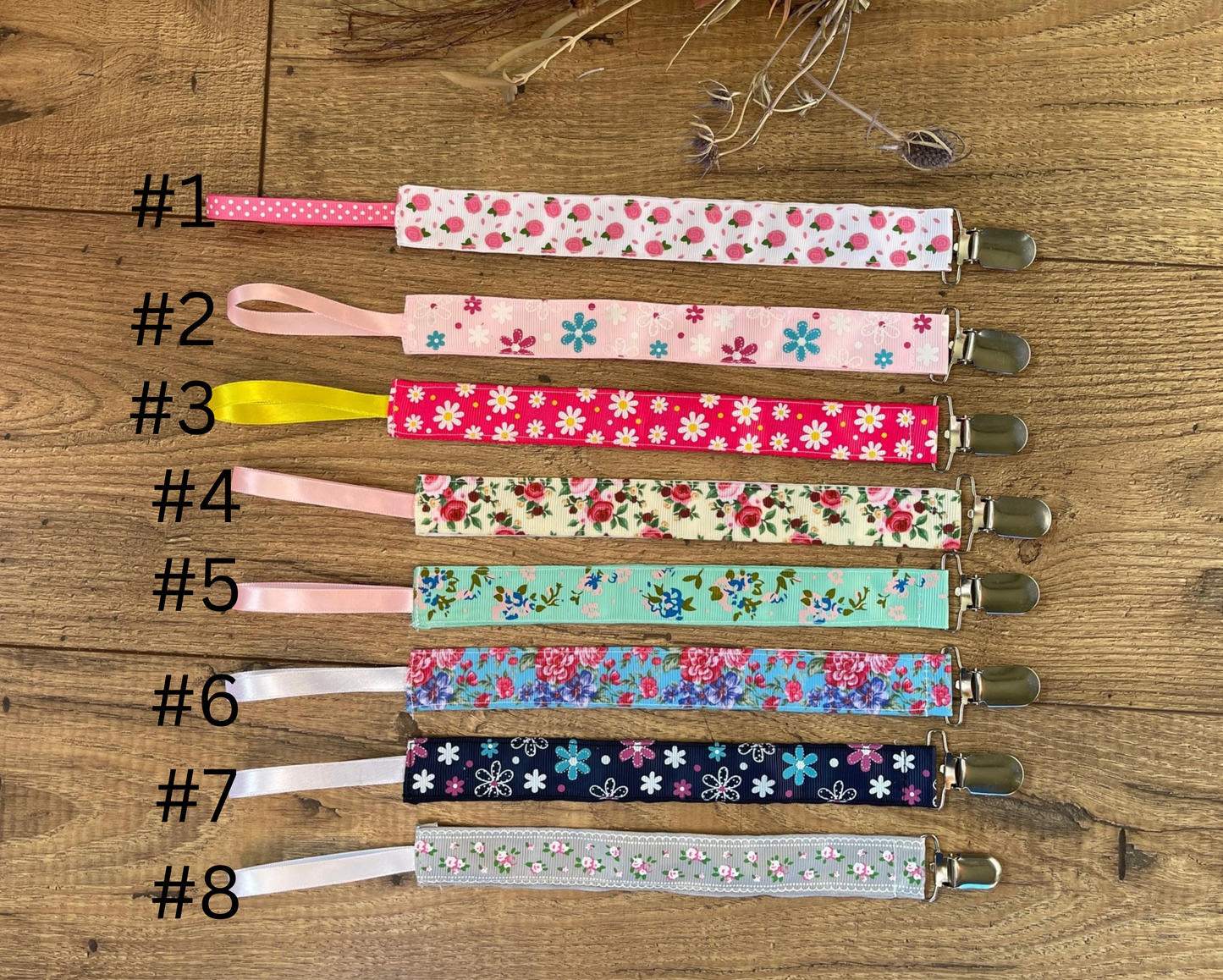 Floral Flowers Pacifier Clips Teether Toy Leash
