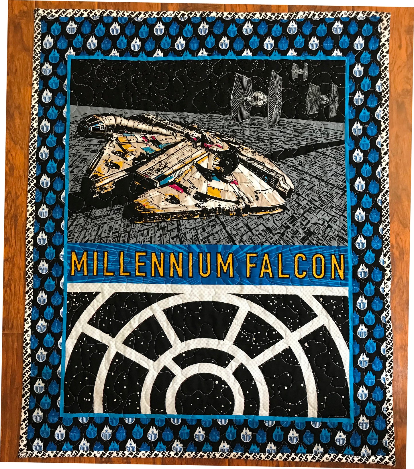 Star Wars Millennium Falcon inspired Quilted Blanket with soft flannel backing