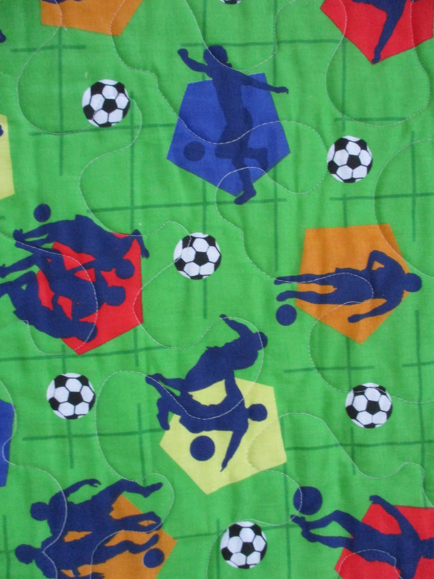LET'S PLAY SOCCER Quilted Blanket Baby Nursery Child Toddler Bedding to Adult Lap Quilt